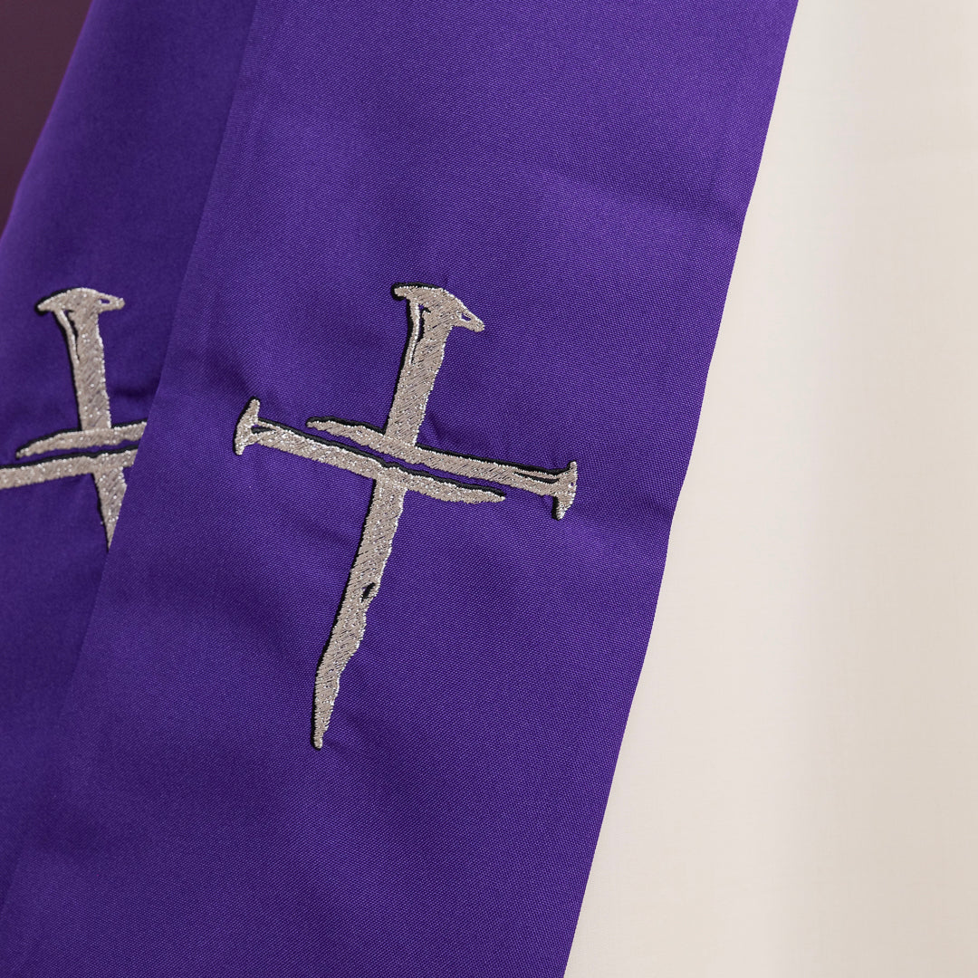 Dalmatica per Diacono Ricamo Croce Chiodo (Colori Liturgici Disponibili)