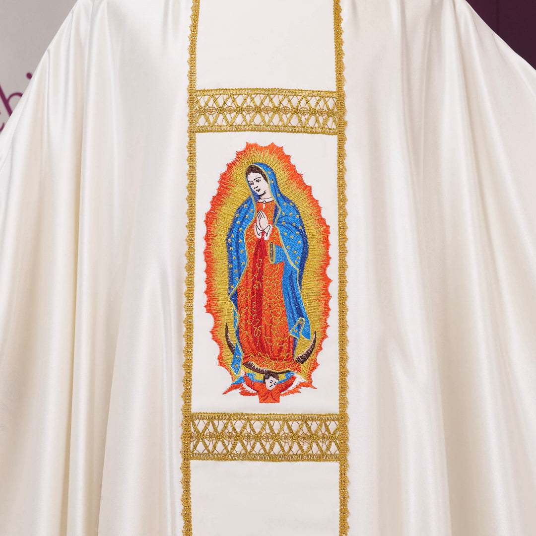 Casula Bianca In Misto Seta Madonna di Guadalupe