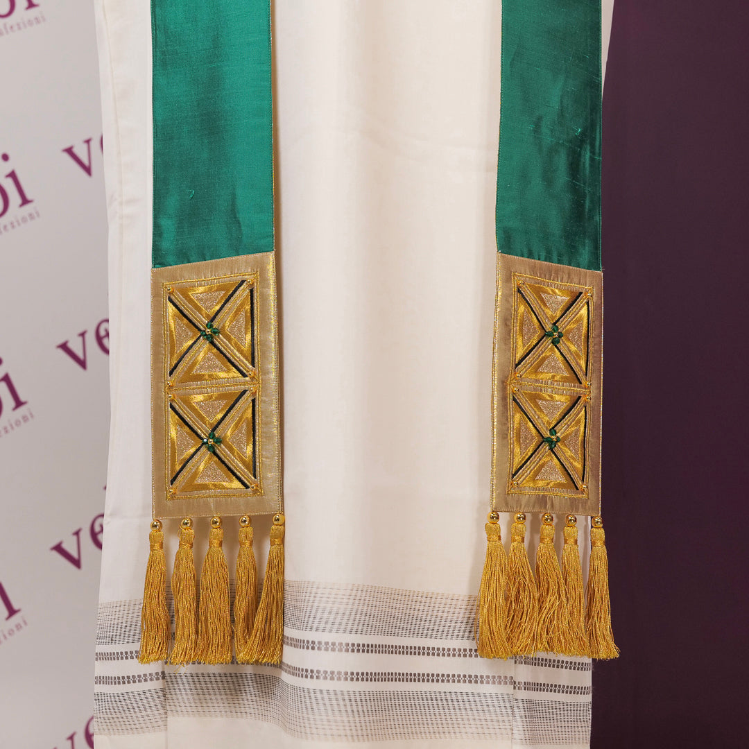 Casula in Seta con Stolone Seta Oro e Swarovski (Colori Liturgici, Rosa e Celeste)
