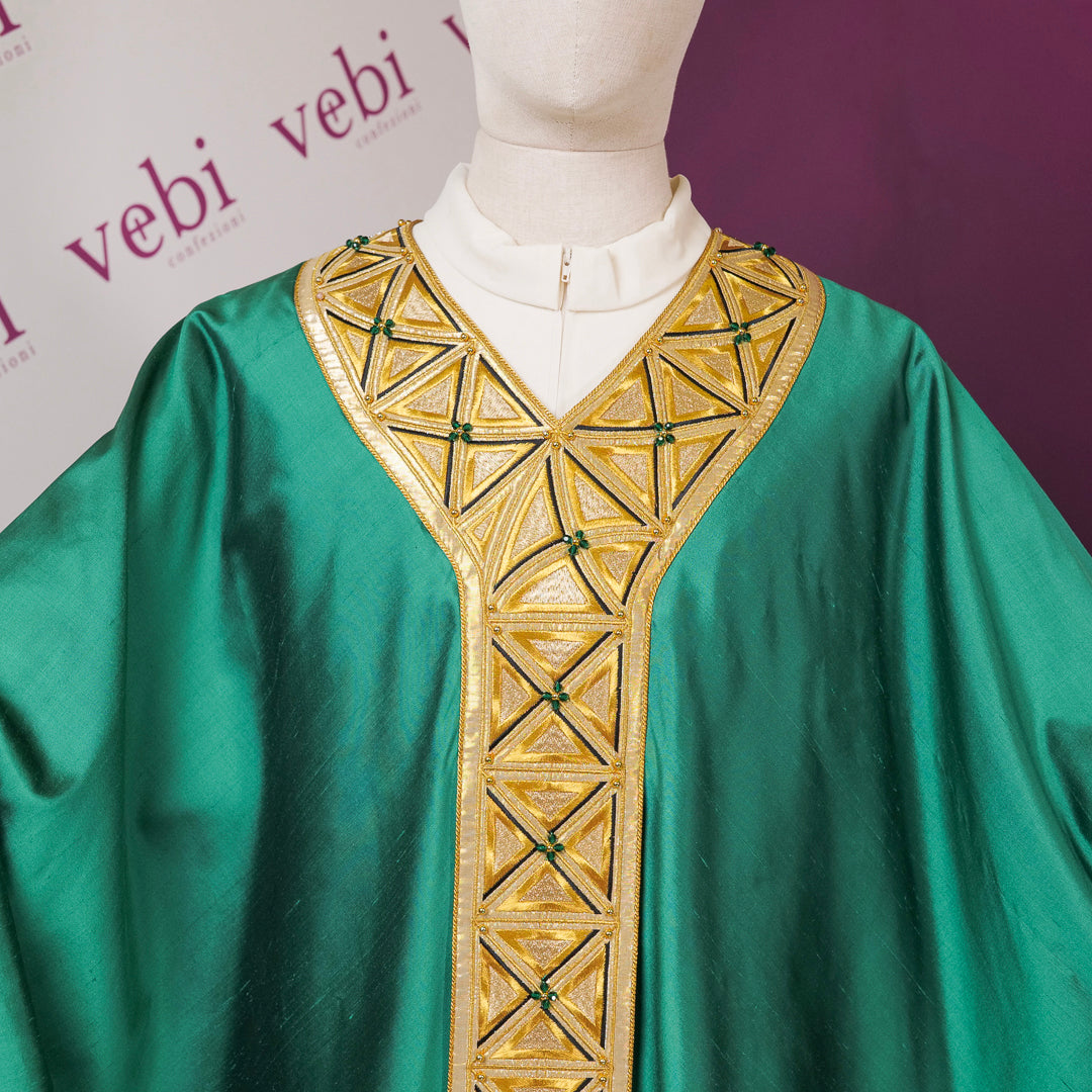 Casula in Seta con Stolone Seta Oro e Swarovski (Colori Liturgici, Rosa e Celeste)