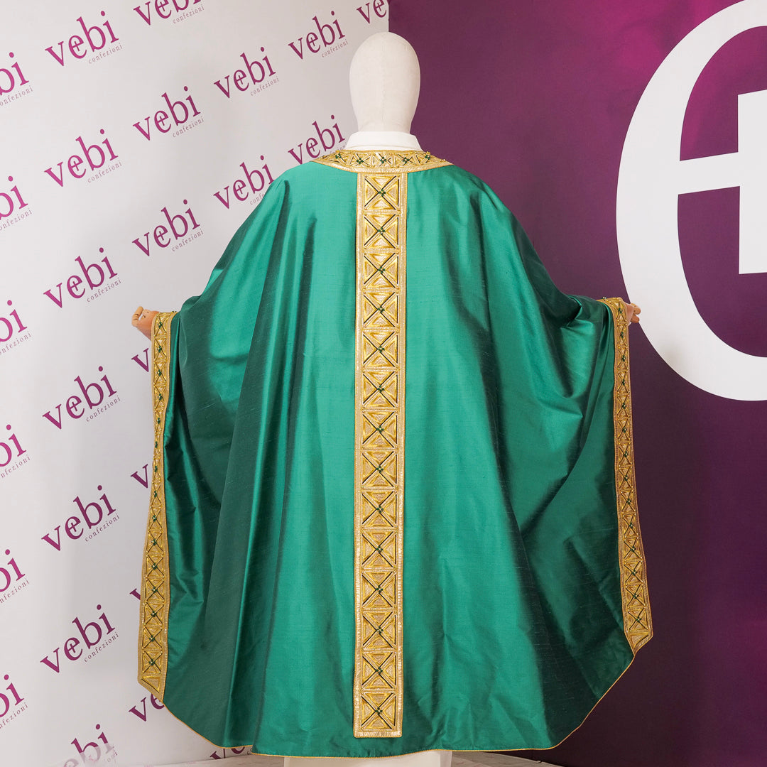 Casula in Seta con Stolone Seta Oro e Swarovski (Colori Liturgici, Rosa e Celeste)
