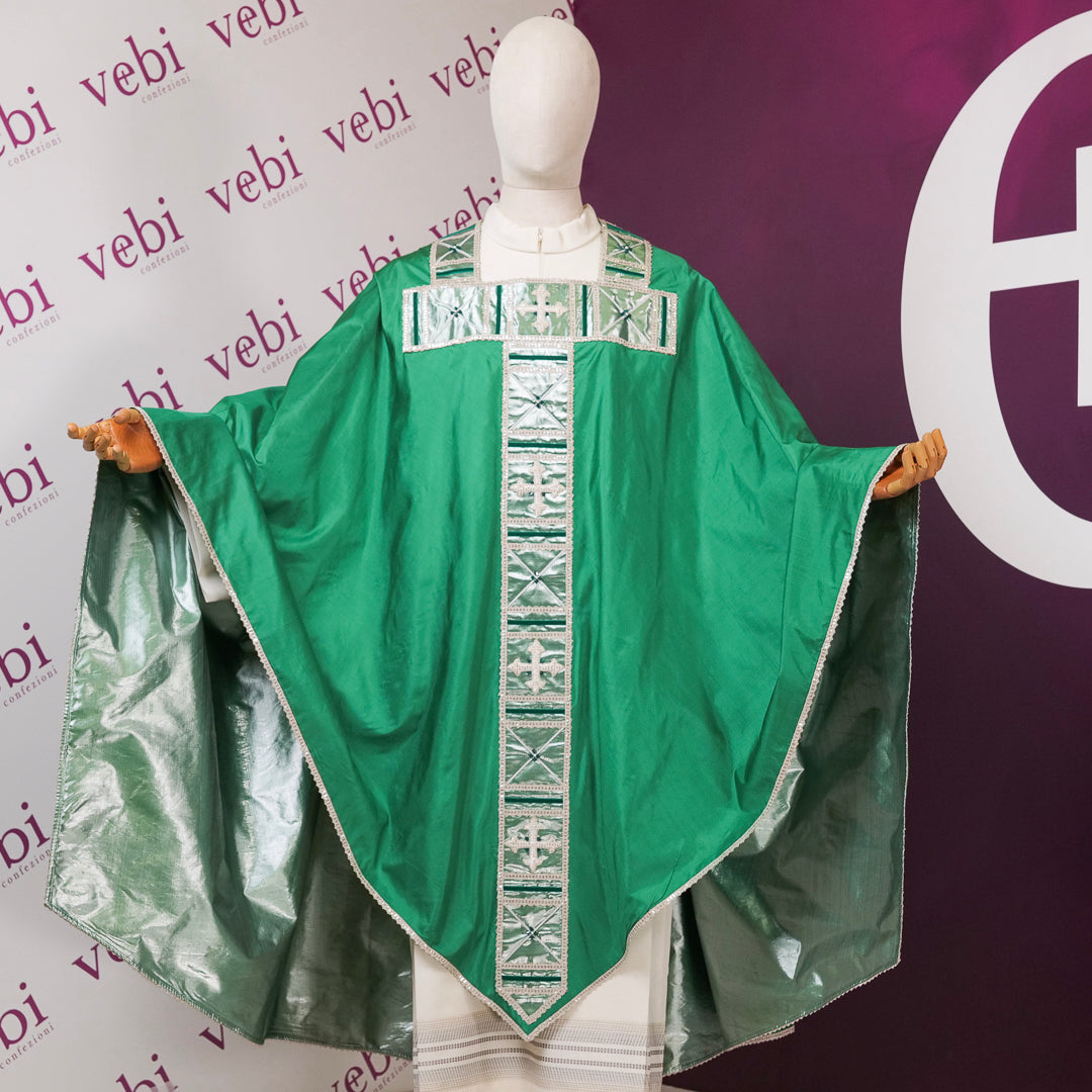 Casula Medioevale Foderata con Stolone Tau in Seta e Lurex (Colori Disponibili)