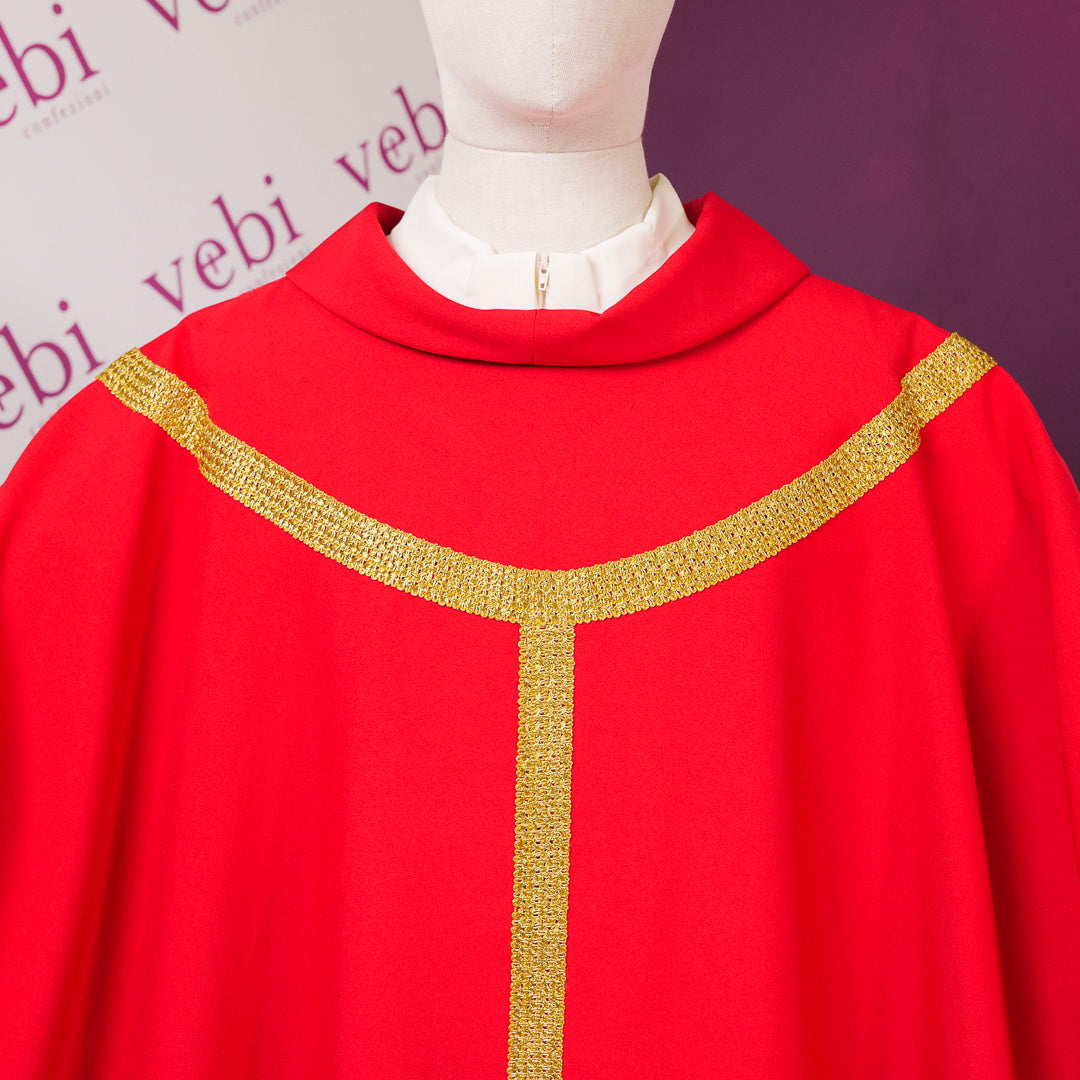 Casula Rossa con Palio Oro (Colori e Stoffe Diverse Disponibili)
