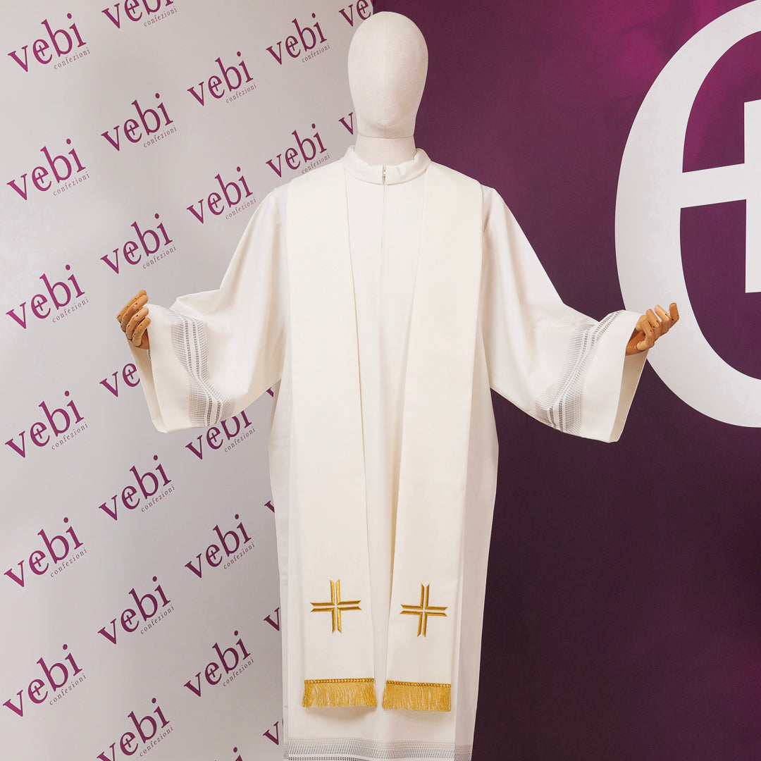 Piviale per Sacerdote Colore Bianco in Politela con Ricamo Spighe