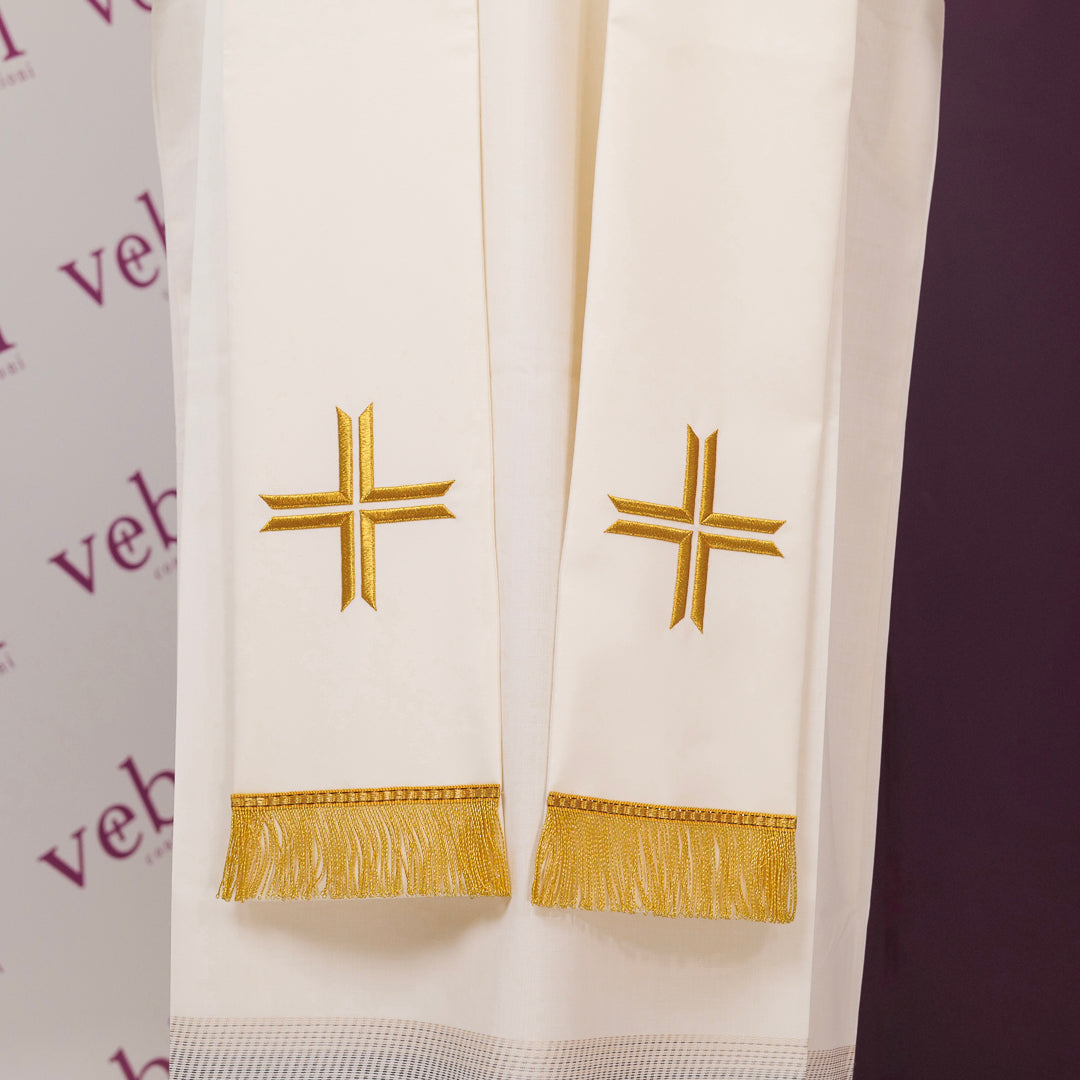 Piviale per Sacerdote Colore Bianco in Politela con Ricamo Spighe
