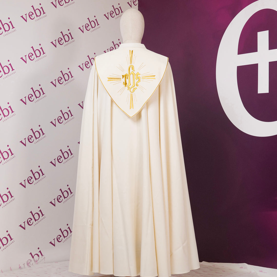 Piviale per Sacerdote Colore Bianco in Politela con Ricamo Spighe