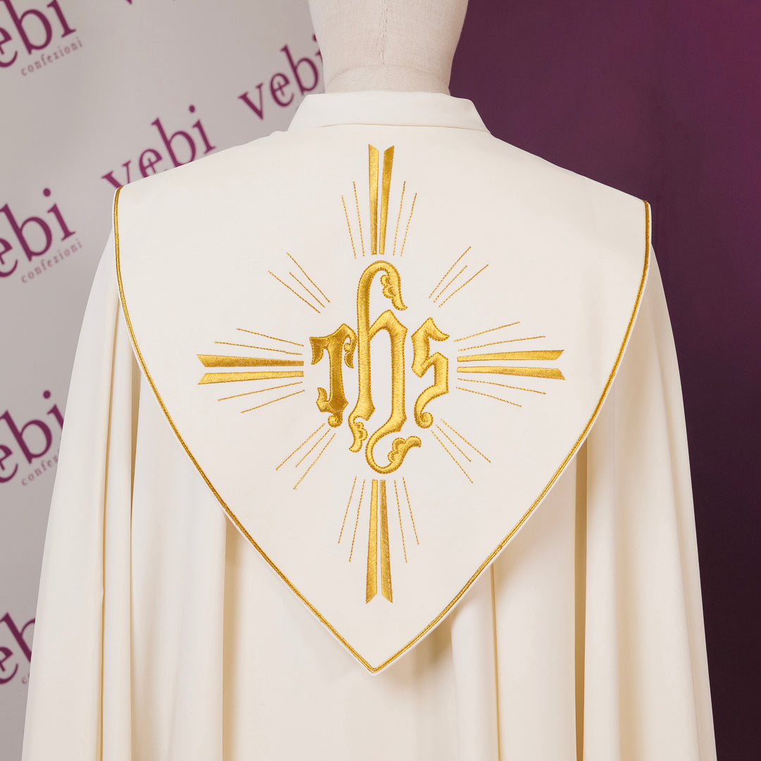 Piviale per Sacerdote Colore Bianco in Politela con Ricamo Spighe