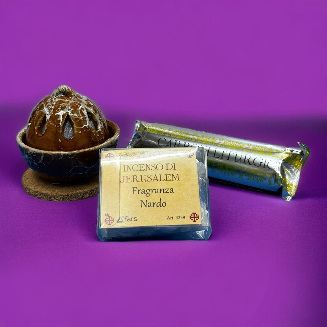 Kit Brucia incenso in ceramica completo di carboncini ed incenso