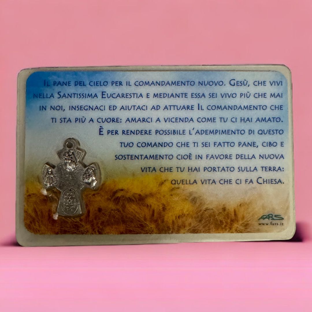Card Plastificata con Preghiera e Simboli Prima Comunione