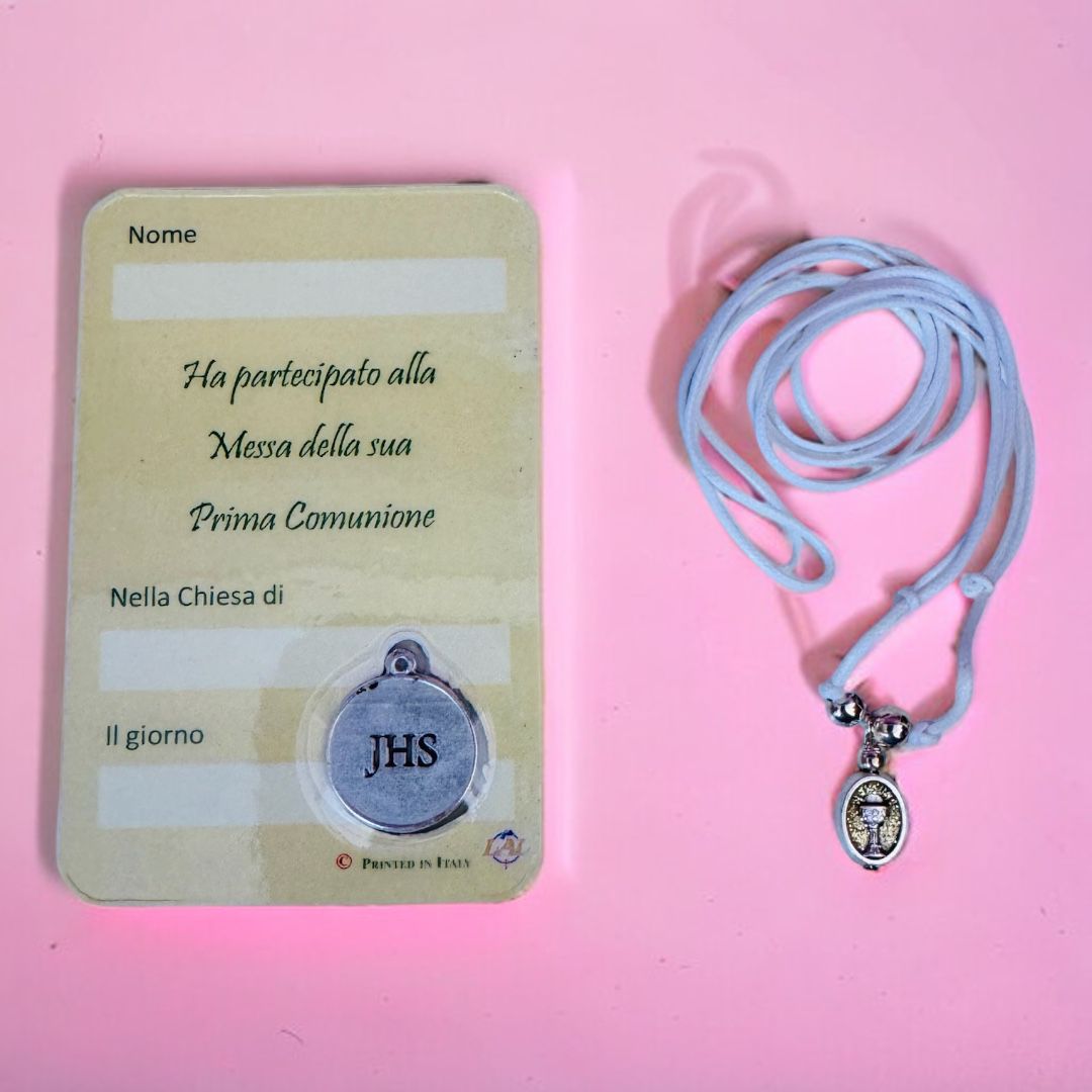 Collana con Cordoncino e Confezione con Cartoncino Plastificato Personalizzabile