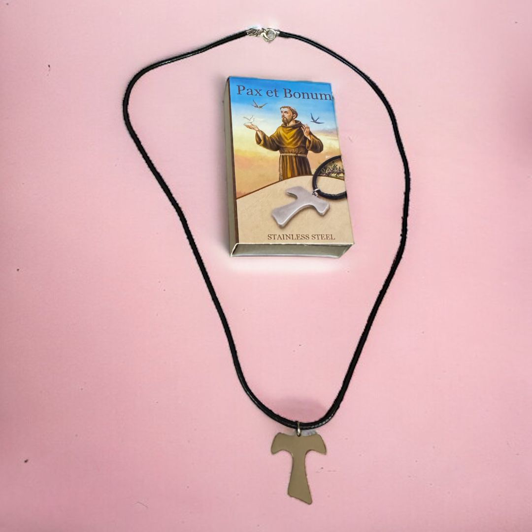 Collana in Corda con Croce TAU in Acciaio