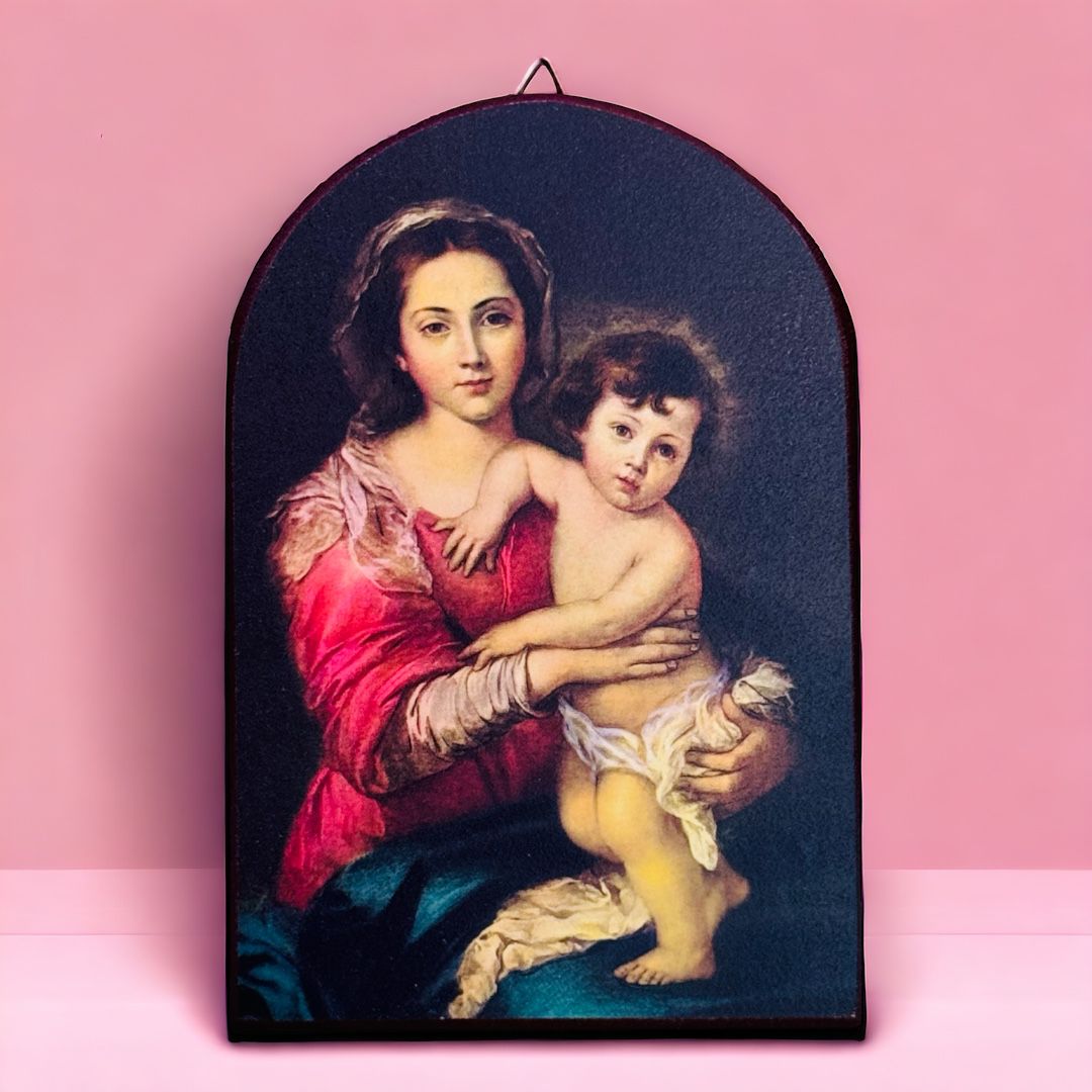 Quadro con Raffigurazione Madonna del Murillo con Bambino Misura 10x15 cm