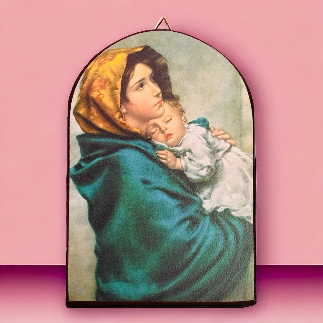 Quadro con Raffigurazione Madonna con Bambino (Ferruzzi) Misura 10x15 cm