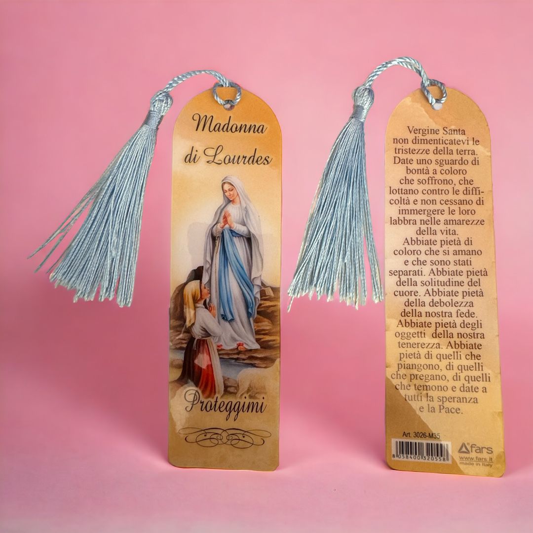 Segnalibro Plastificato Madonna di Lourdes Proteggimi