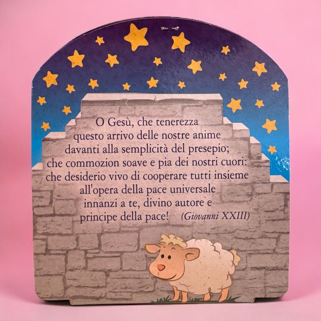 Gesù Bambino h. 4 cm. Fluorescente con Aureola e Presepe in Cartoncino