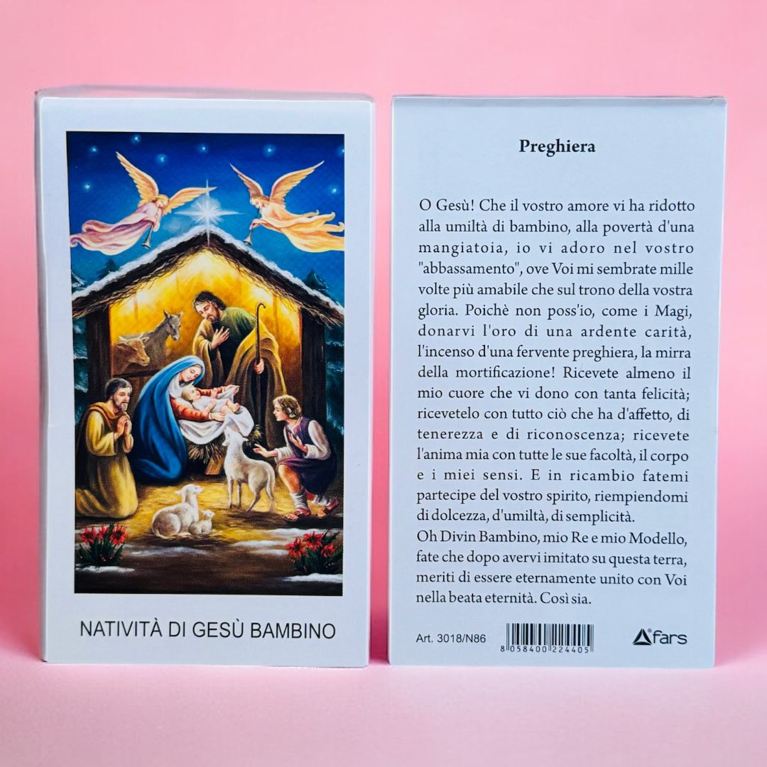 Immagine Natività di Gesù Bambino con Preghiera Confezione 100 Pezzi