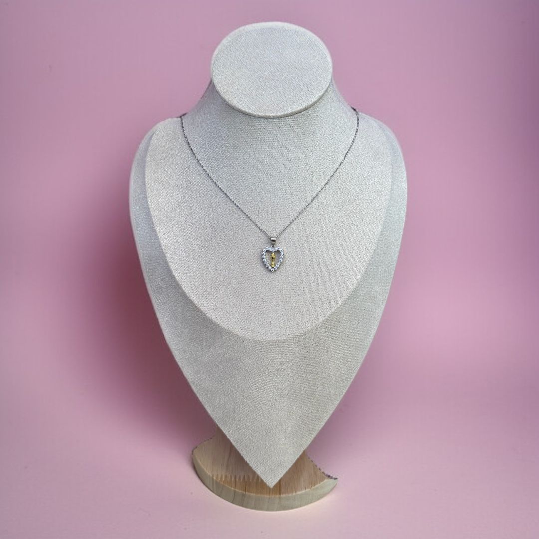 Collana in Argento con Cuore Swarovski e Calice Prima Comunione