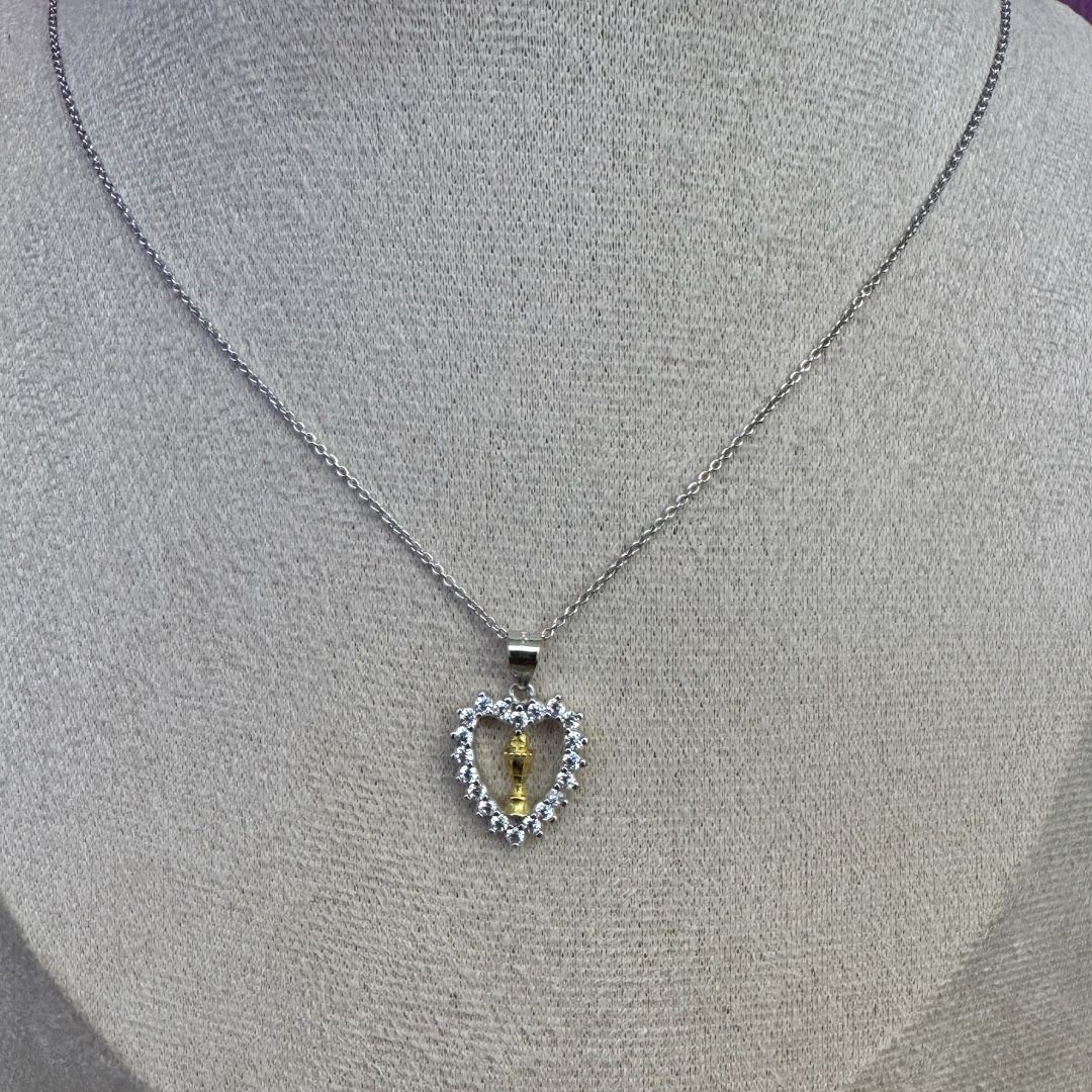 Collana in Argento con Cuore Swarovski e Calice Prima Comunione