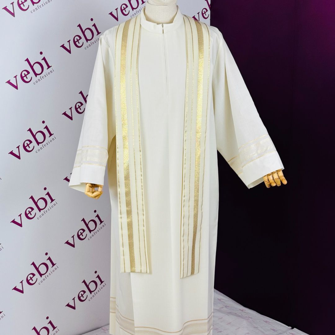 Casula Avorio in Lana Seta e Lurex con Croci Centrali