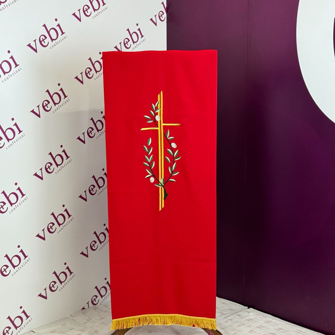 Coprileggio Liturgico con Croce ed Ulivo in Poliestere (Colori Liturgici Disponibili)