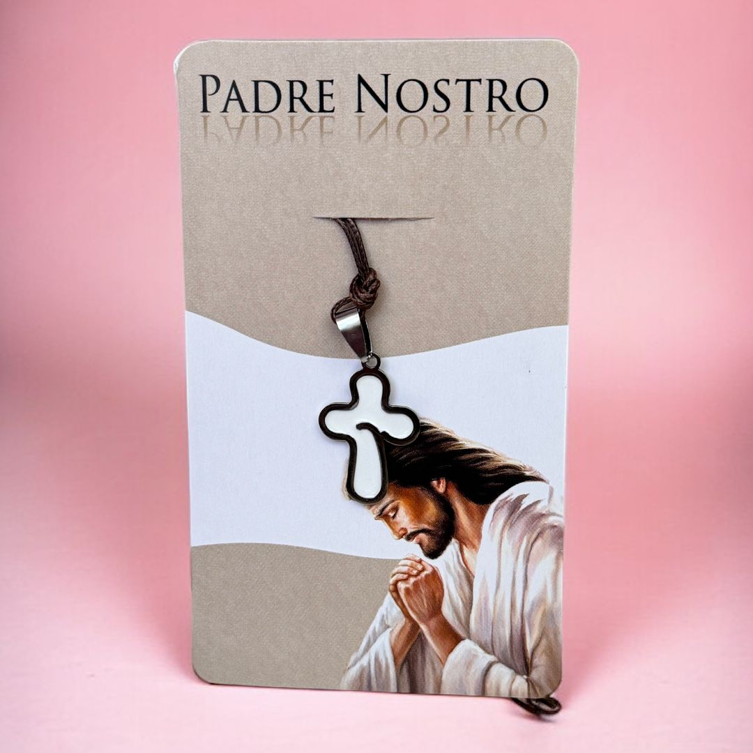 Collana Ricordo Prima Comunione con Croce Padre Nostro (Croci in Diversi Colori)