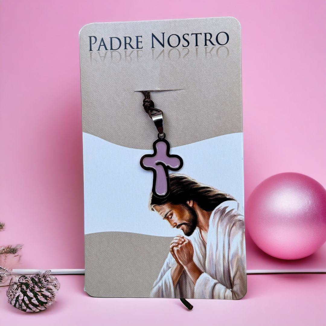 Collana Ricordo Prima Comunione con Croce Padre Nostro (Croci in Diversi Colori)