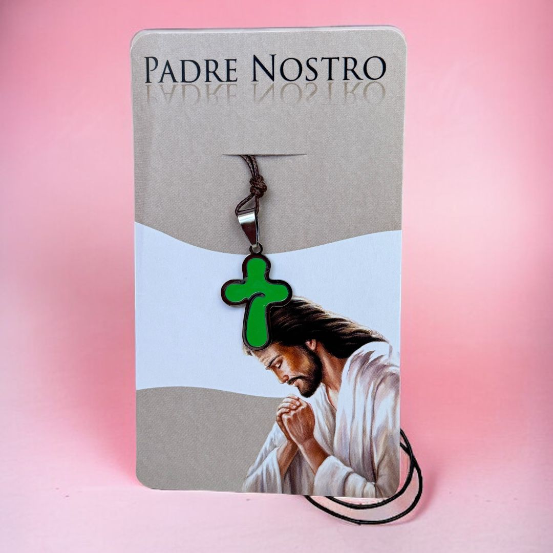 Collana Ricordo Prima Comunione con Croce Padre Nostro (Croci in Diversi Colori)