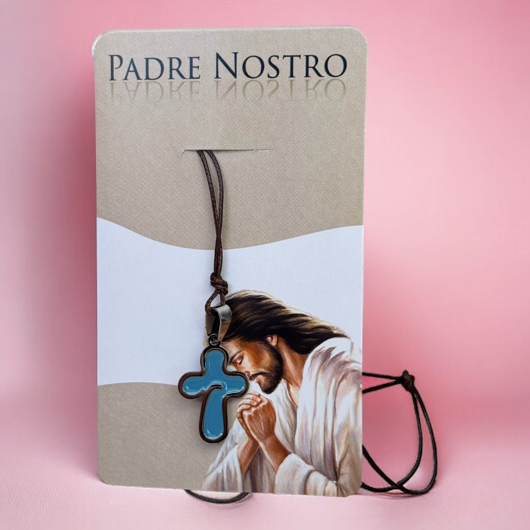 Collana Ricordo Prima Comunione con Croce Padre Nostro (Croci in Diversi Colori)