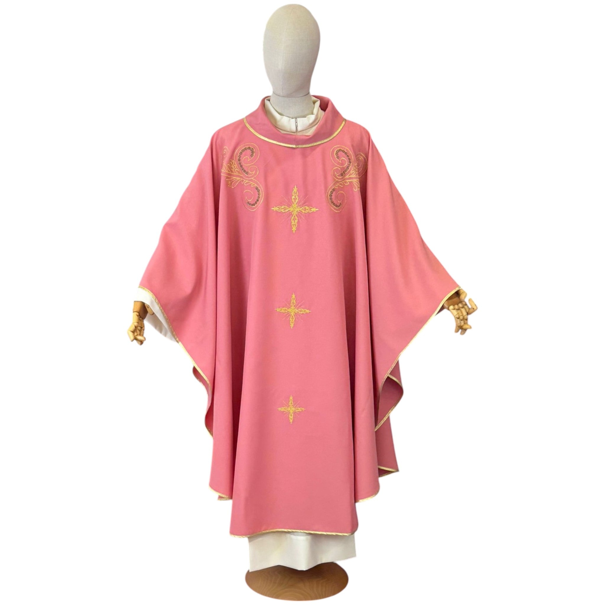 Casula da Sacerdote Ricamo tre croci Dettaglio Spalle (Disponibile Colori liturgici, Rosa e Nero)