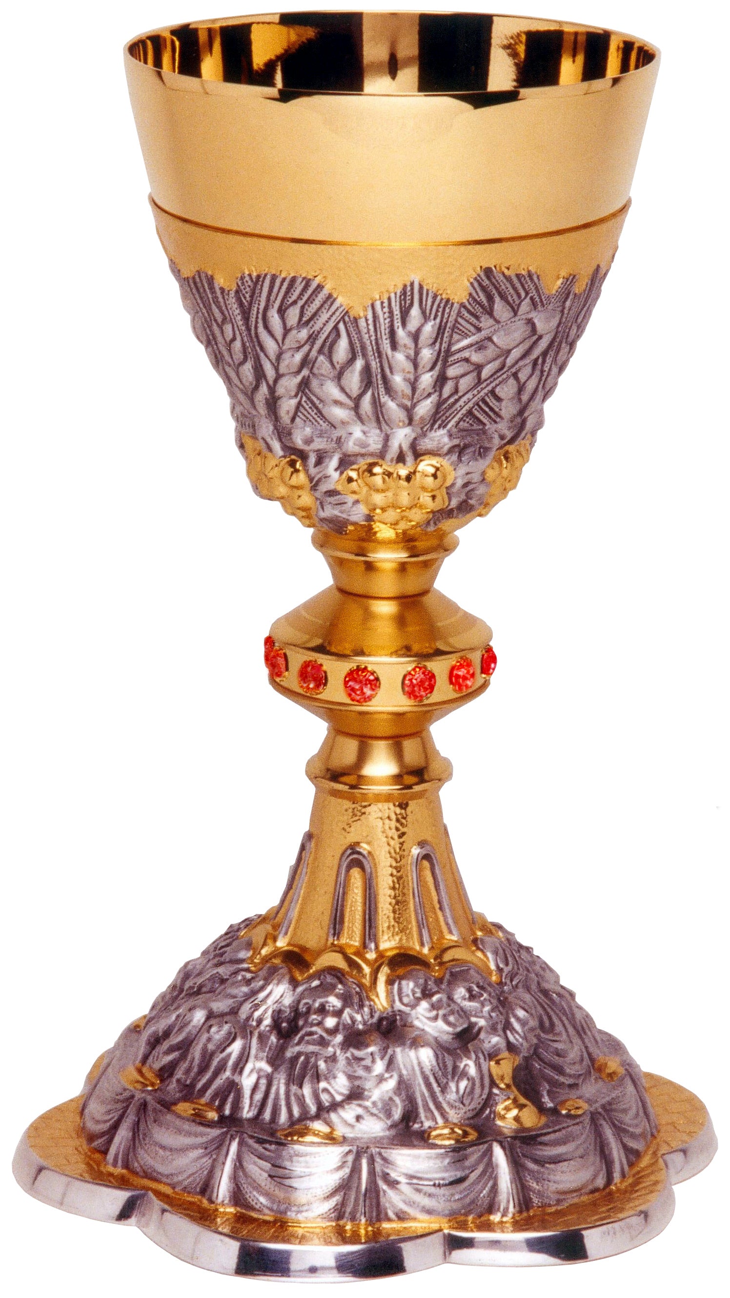 Calice Barocco con Base esagonale Dettaglio nodo con Pietre Rosse