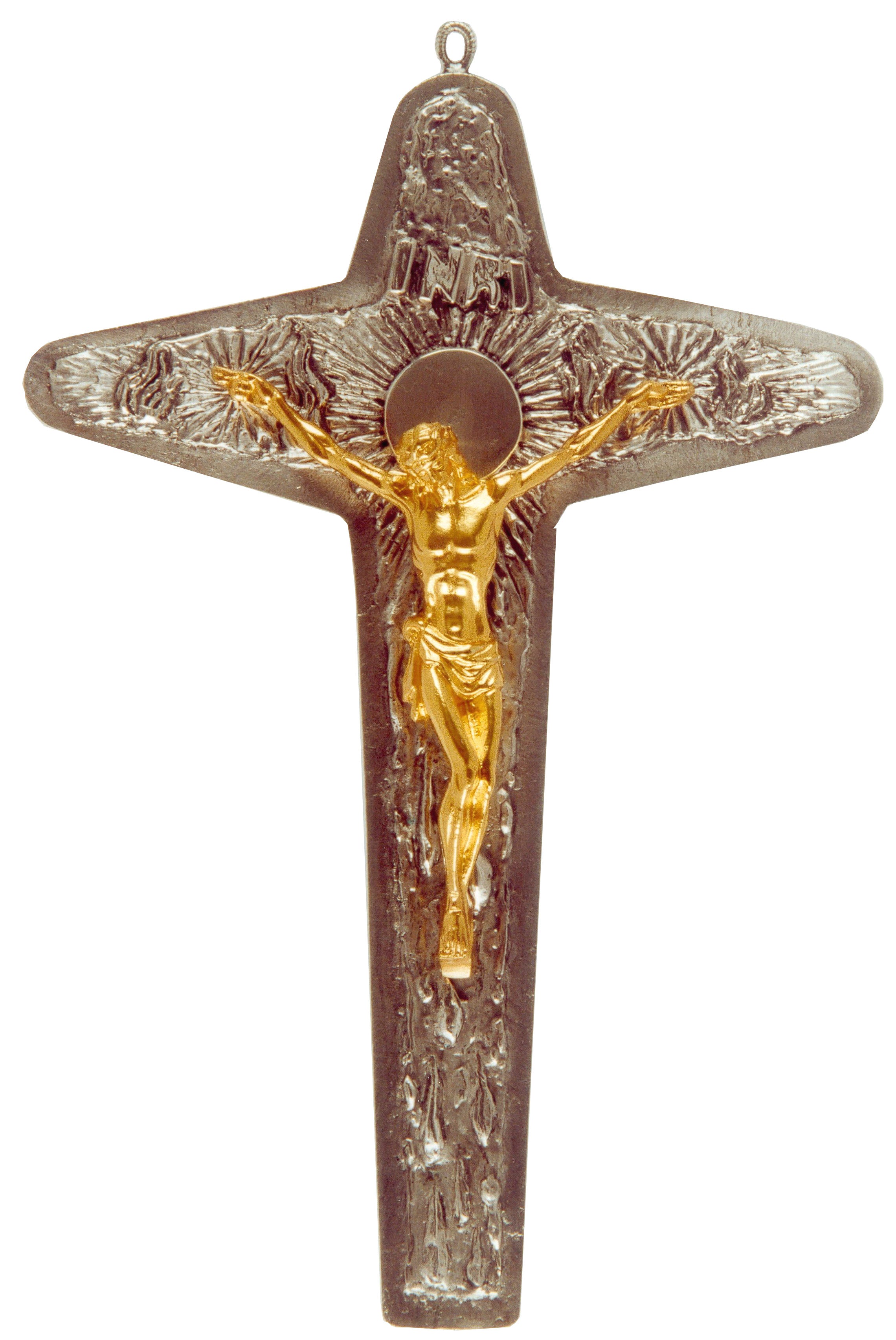 Crocifisso in stile Bizantino da muro in fusione di Bronzo 27,5x19 cm