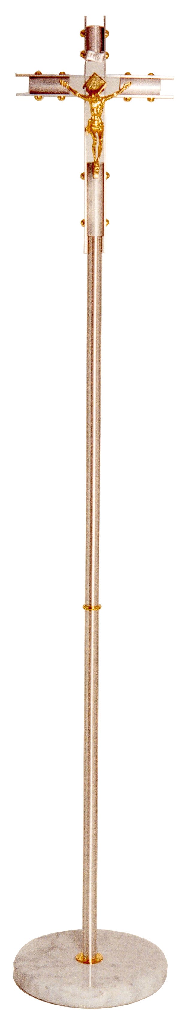 Croce Processionale in metallo 40x27 cm con Asta smontabile 150 cm