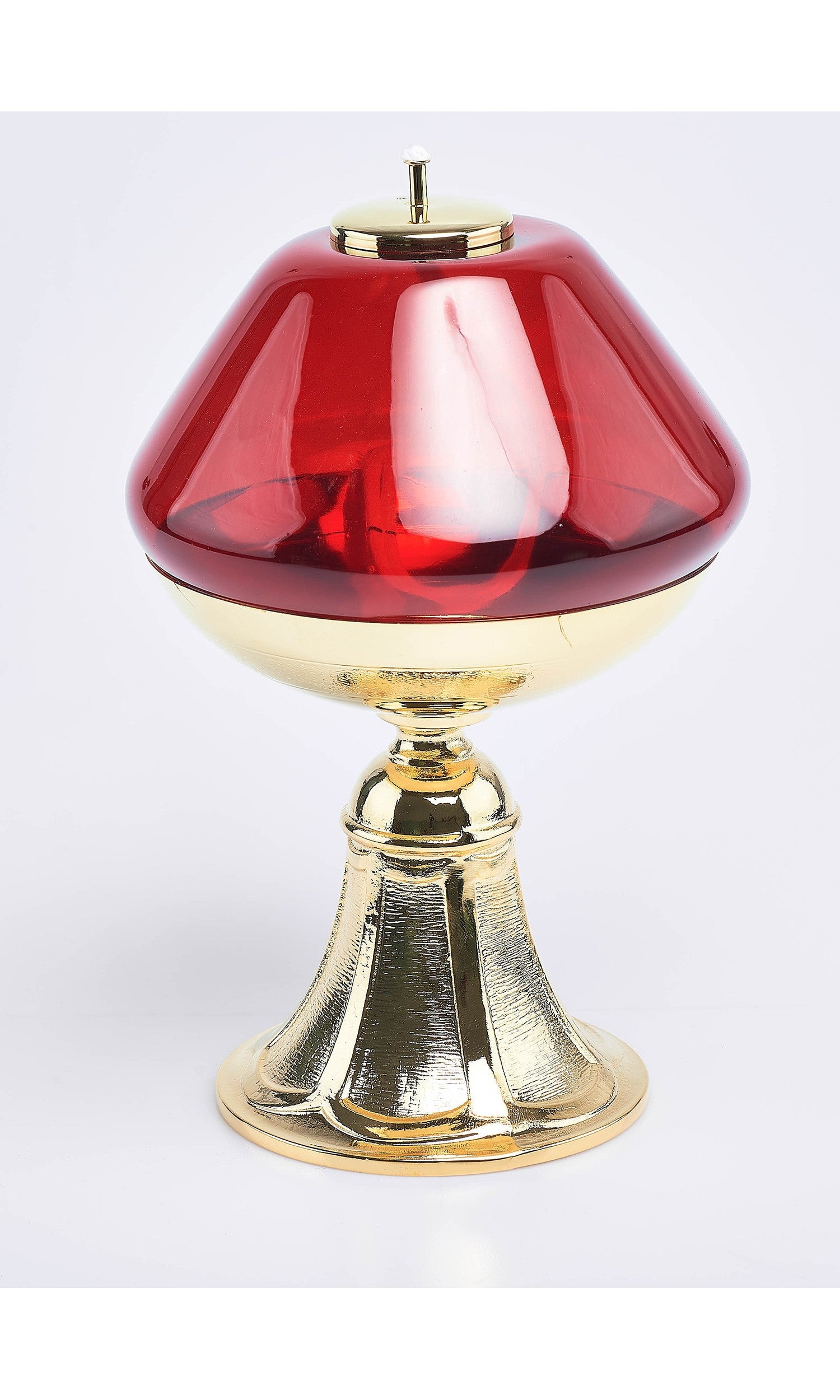 Lampada rossa su base oro grande