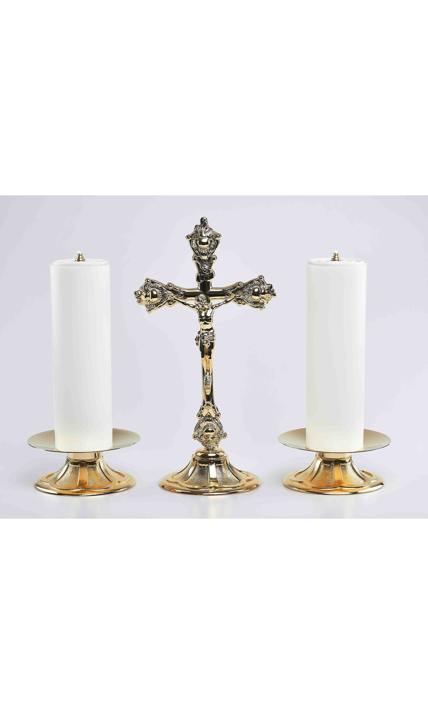 Coppia di candelieri con finte candele base tipo petali
