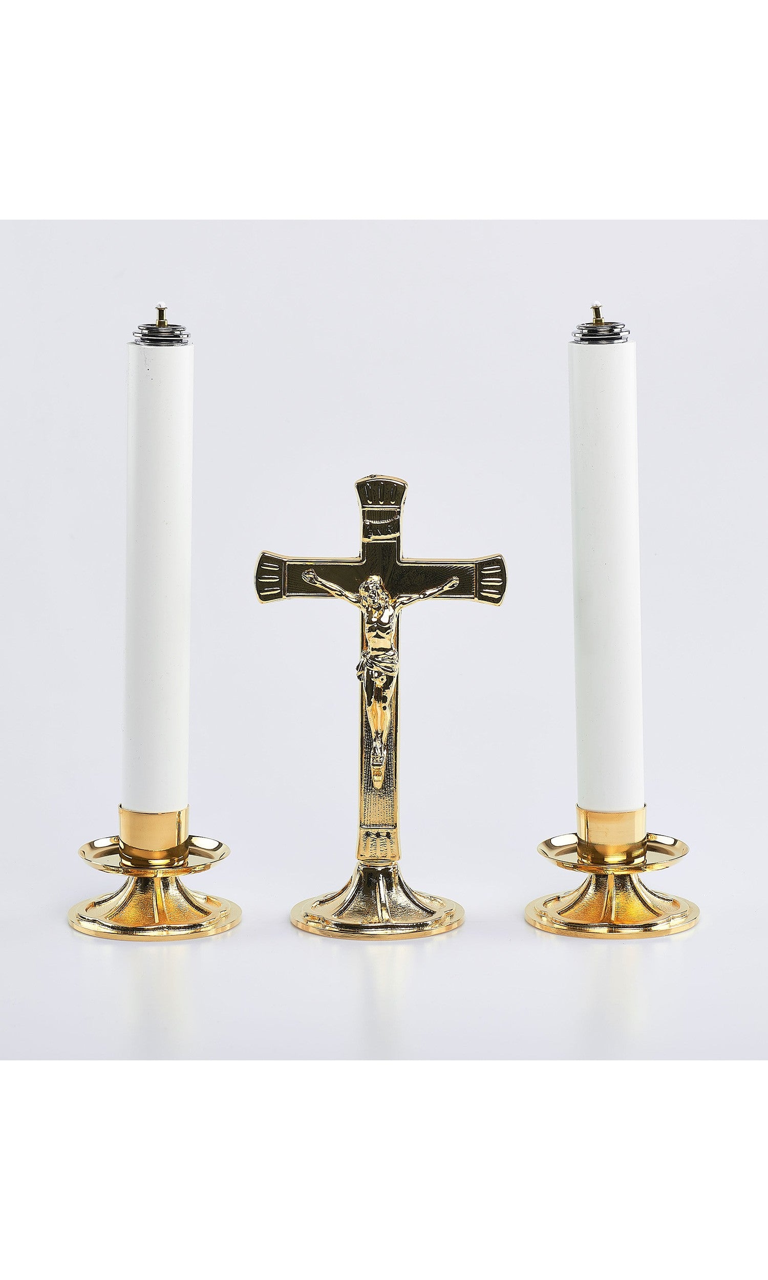 Coppia candelieri sabbiati con finte candele