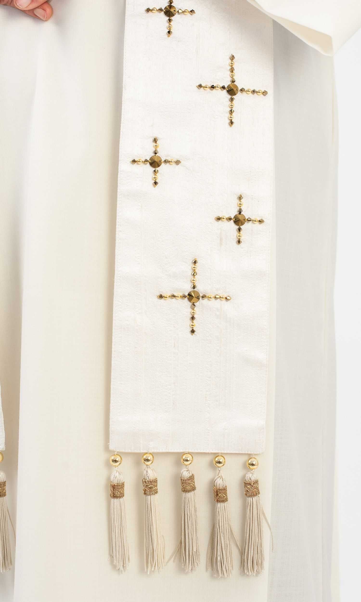 Stola per Sacerdote in Seta Bianca con Croci