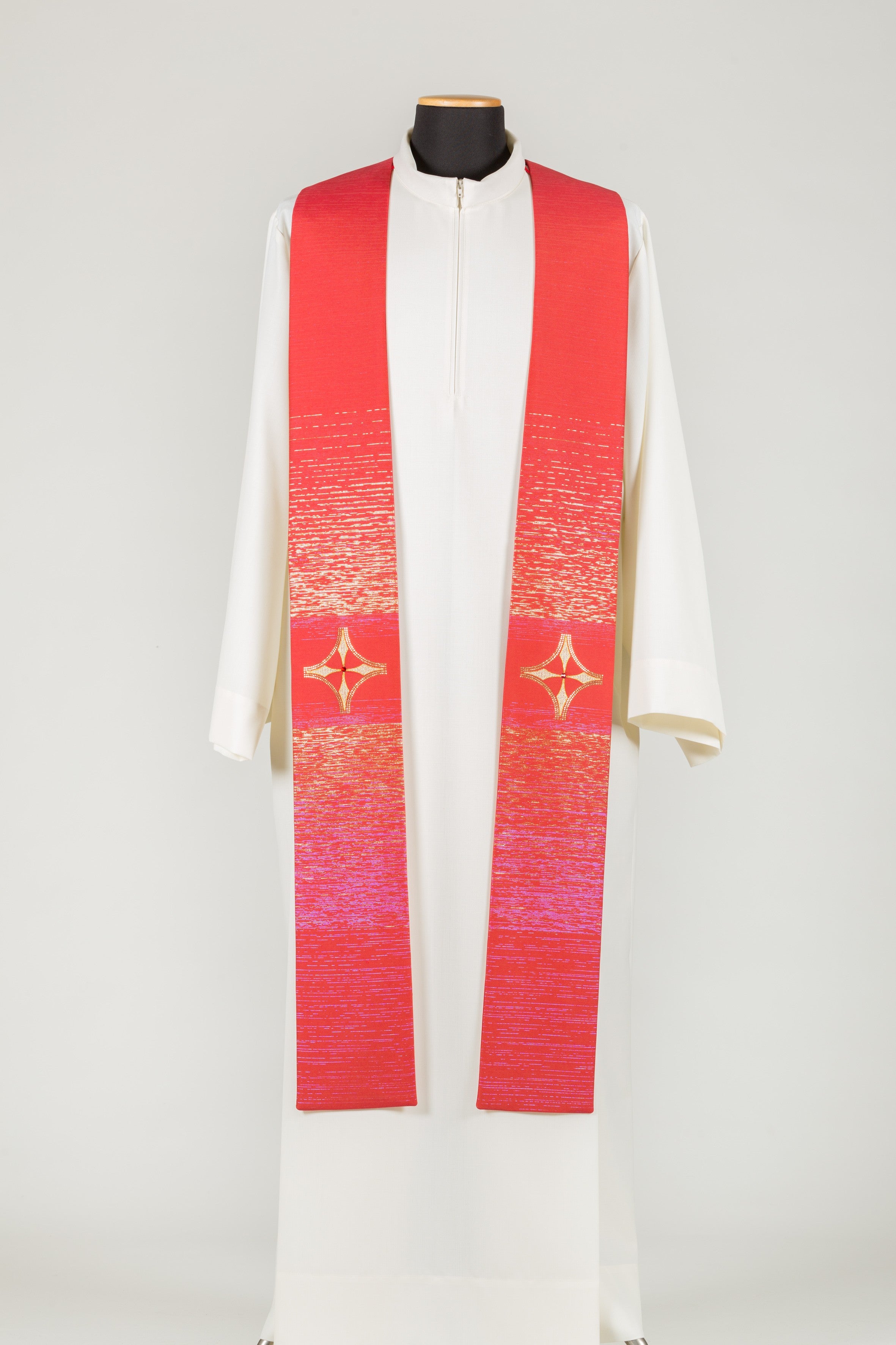 Stola per Sacerdote in Lana e Seta con Croci in Colore Oro (Colori Liturgici Disponibili)