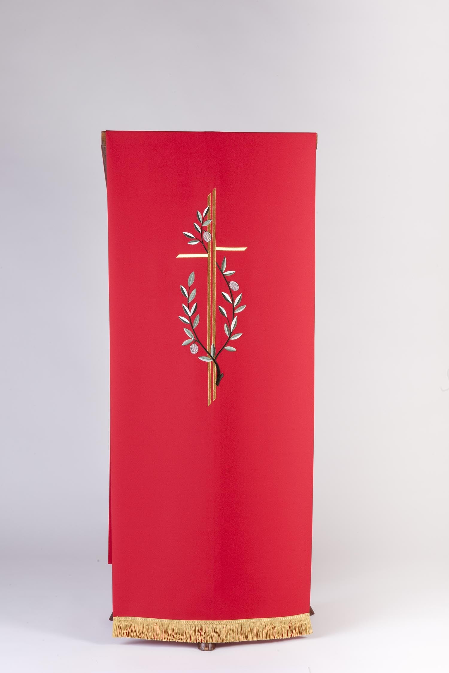 Coprileggio Liturgico rosso con croce ed ulivo in poliestere