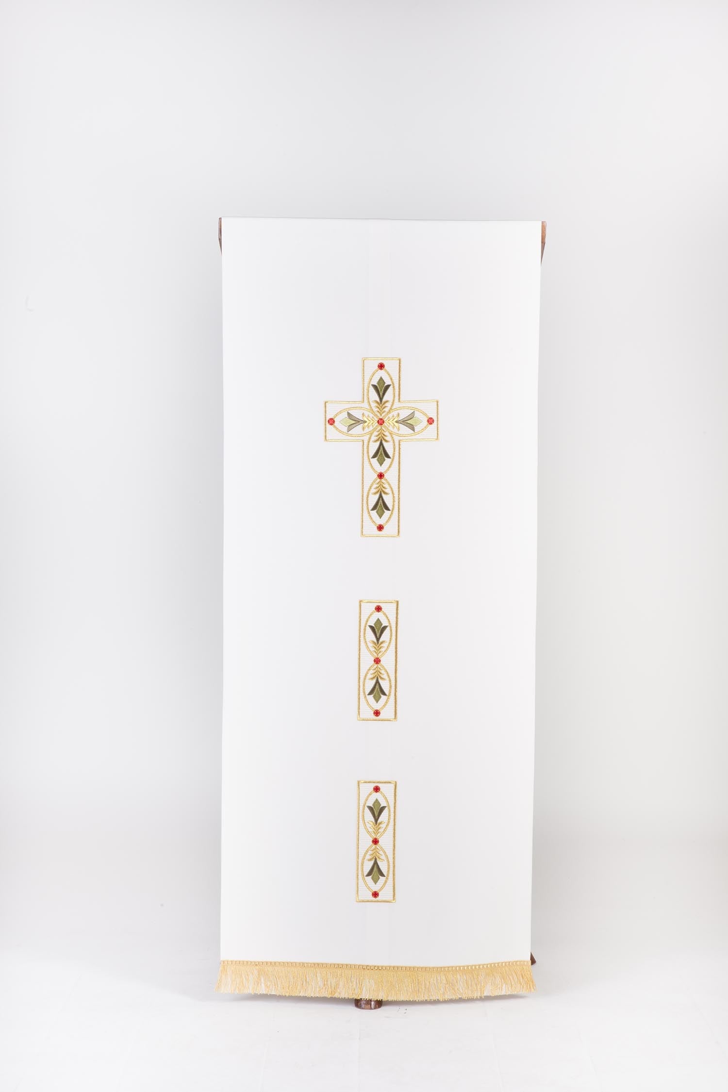 Coprileggio Liturgico bianco con ricamo croce in poliestere