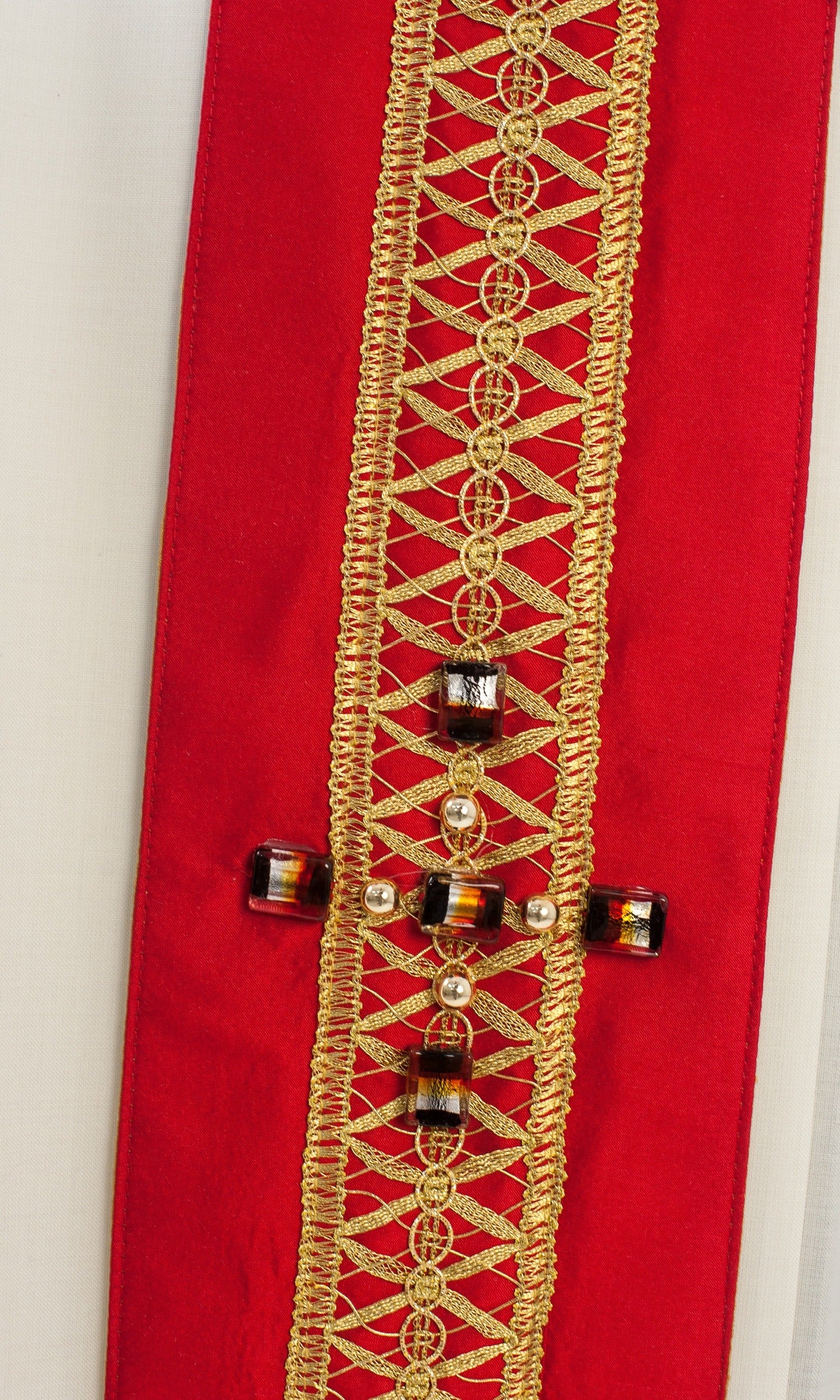 Stola per Sacerdote in seta rossa con tre croci