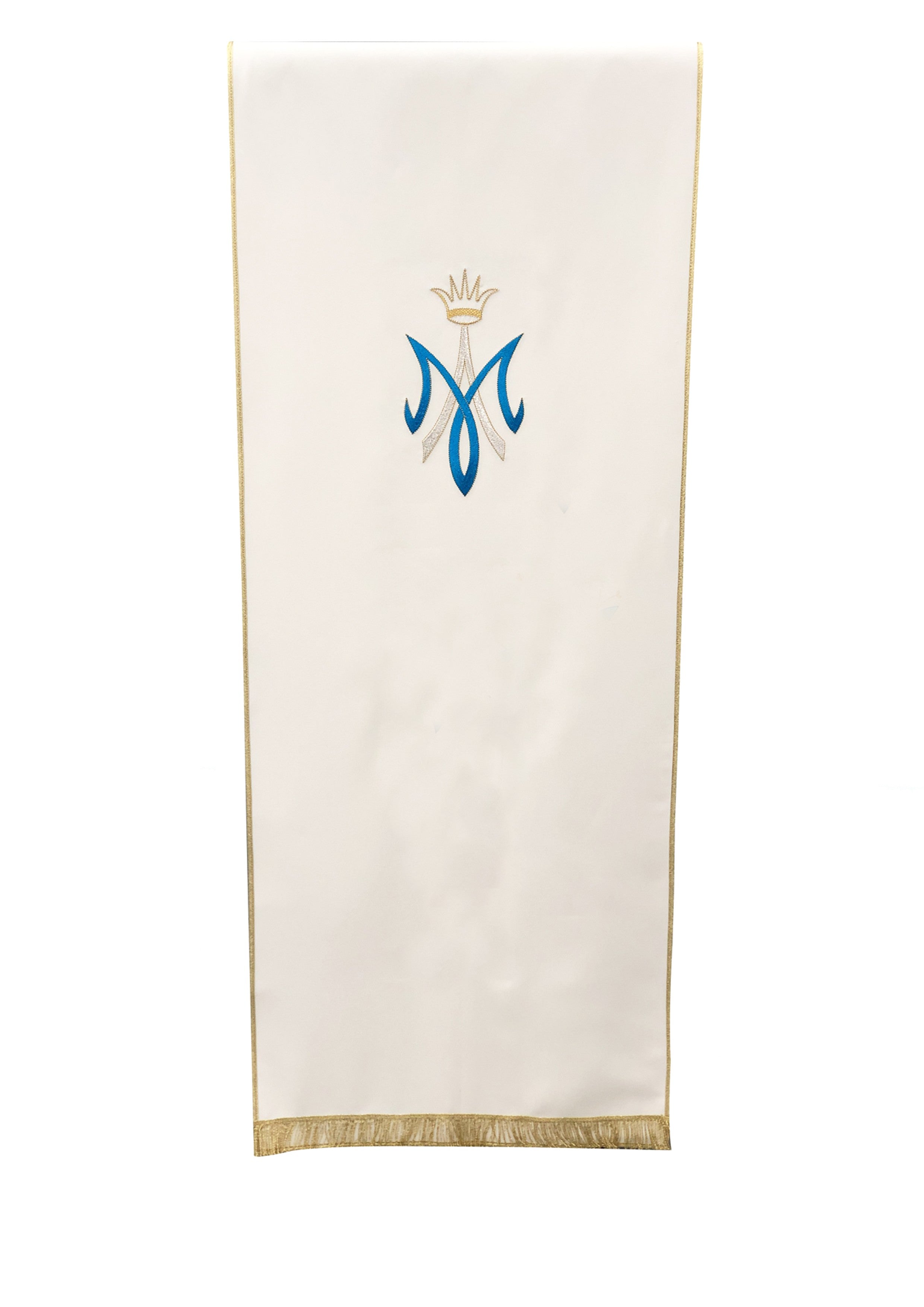 Coprileggio Liturgico bianco Monogramma mariano moderno in poliestere