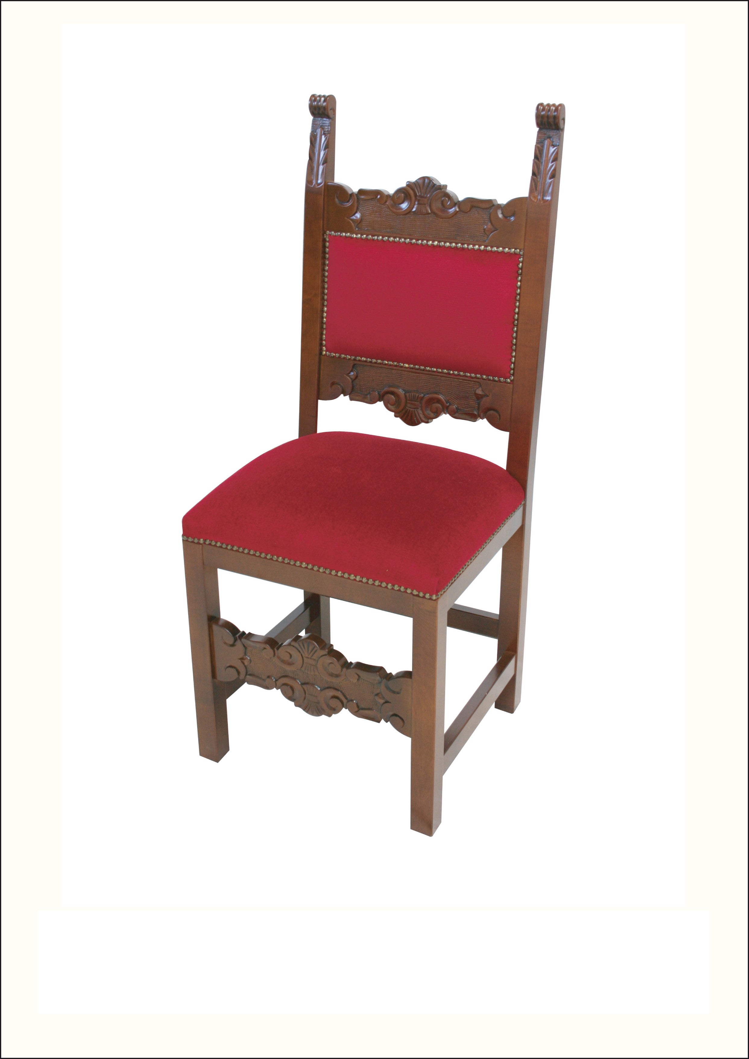 Sedia in Legno massello Stile fratina Rossa con Intarsi