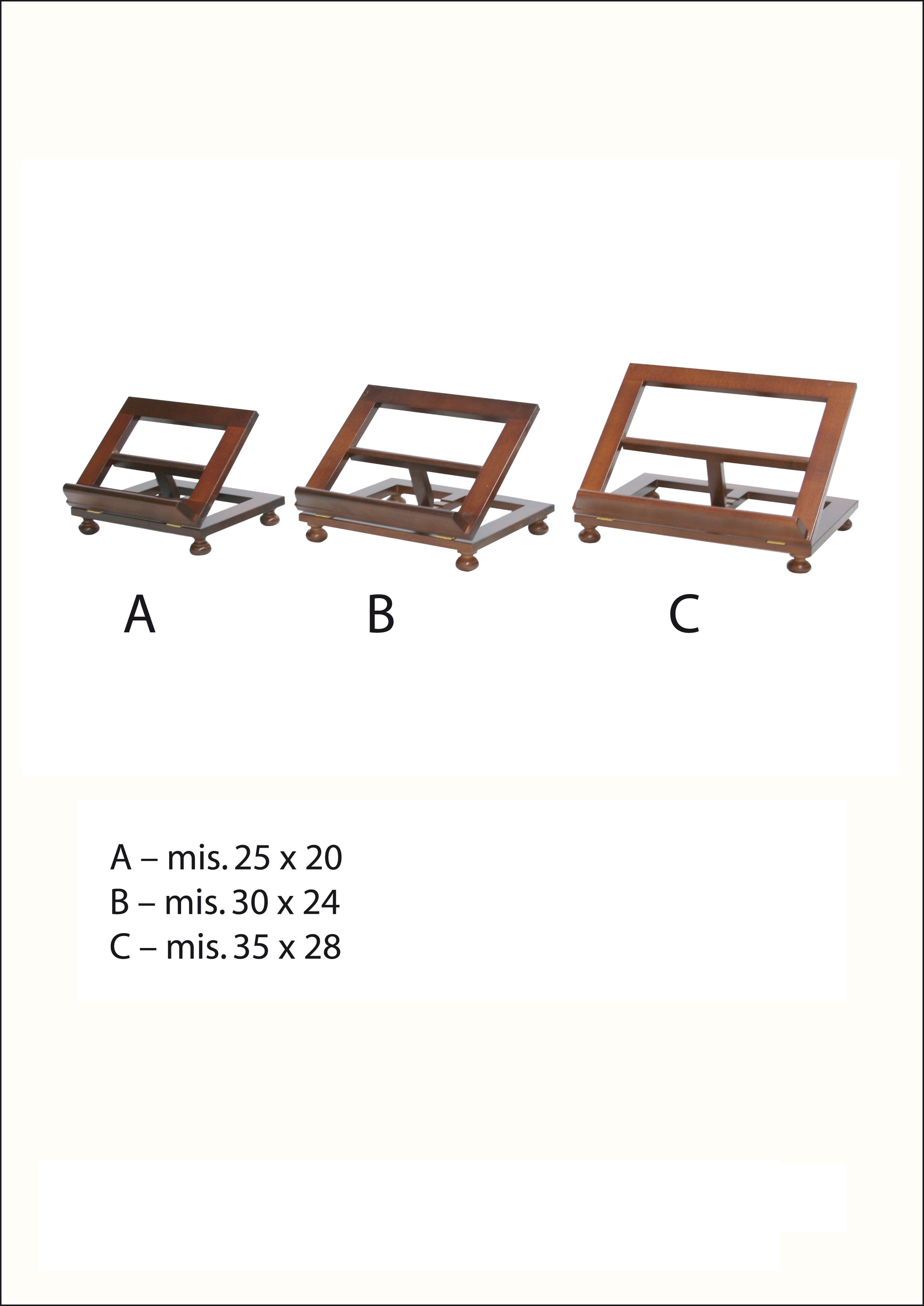 Leggio Design classico in legno Misura grande 35x28 cm