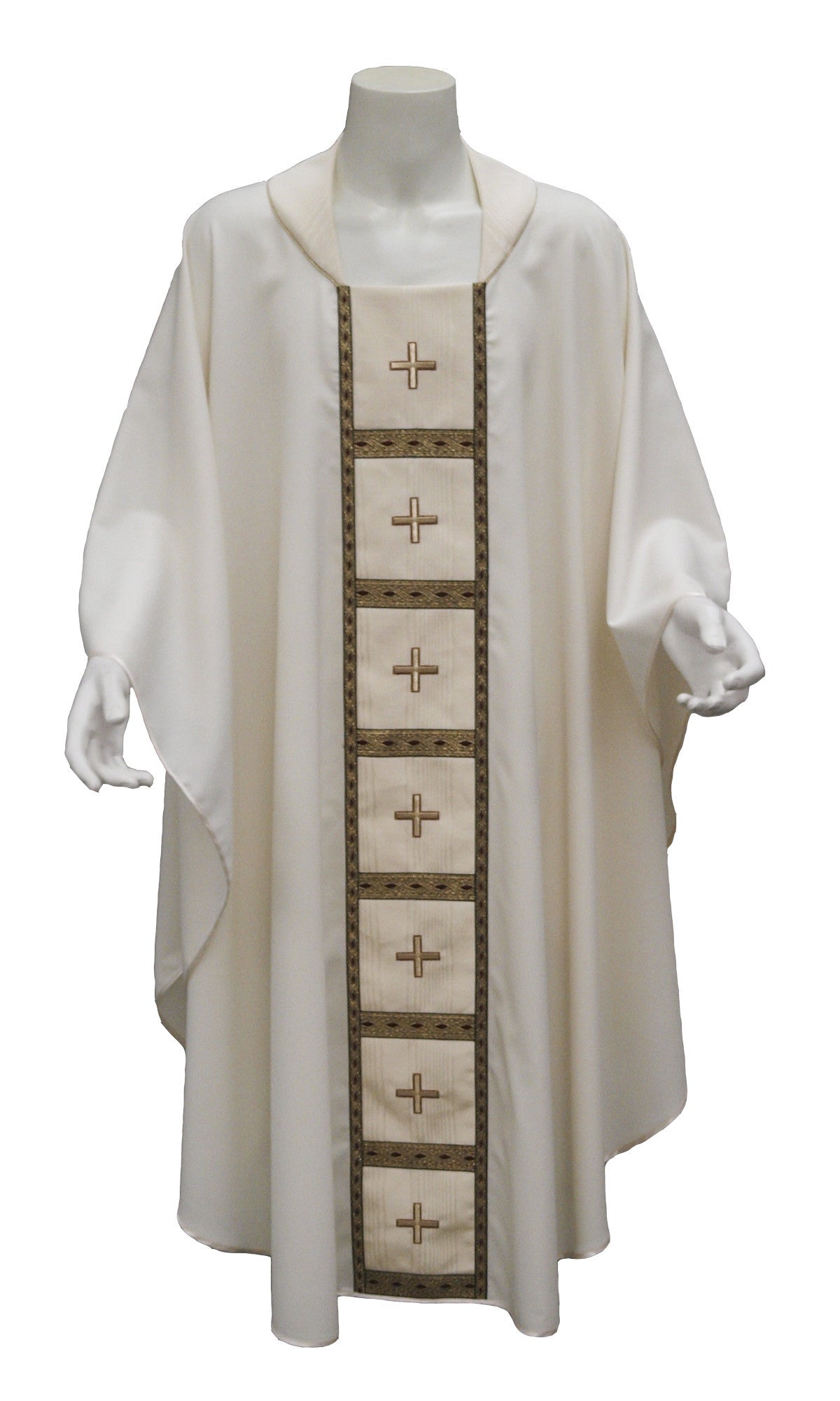 Casula da prete Artigianale in Lana con stolone 7 croci Oro e Bronzo