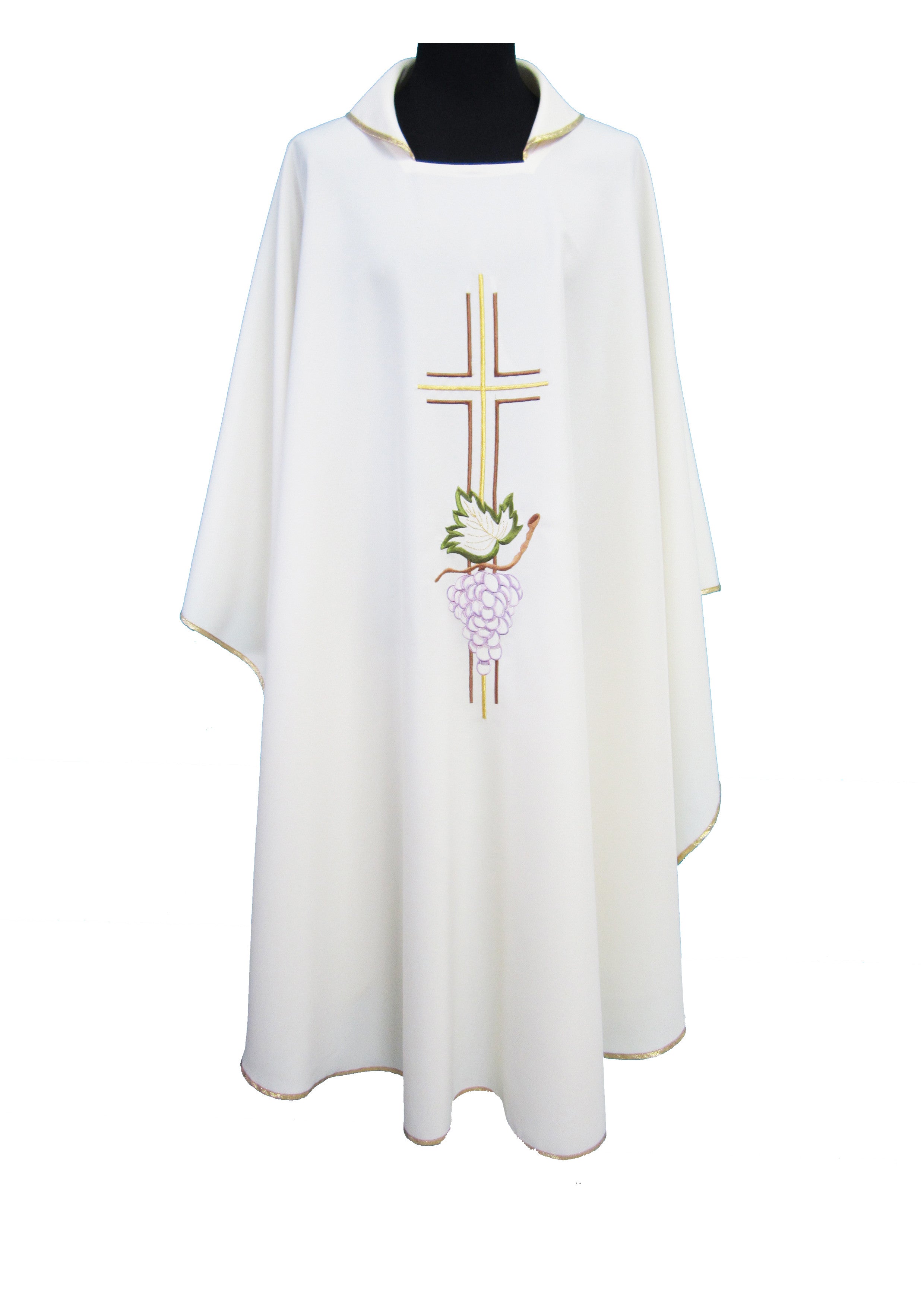 Casula con Ricamo Croce ed Uva (Colori Liturgici, Rosa,Celeste e Morello)