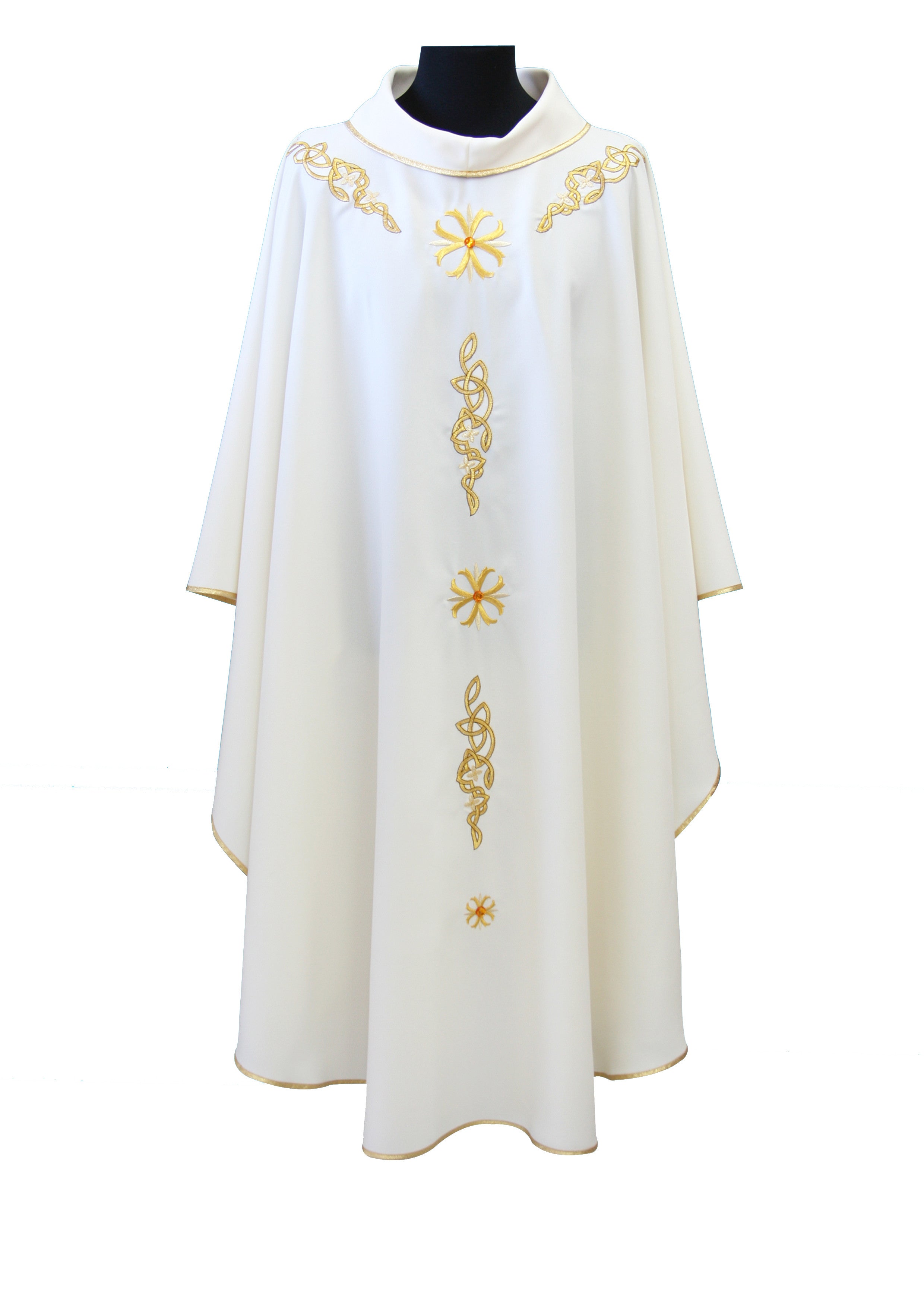 Casula per Sacerdote in Tela Poliestere con ricamo e orlo oro