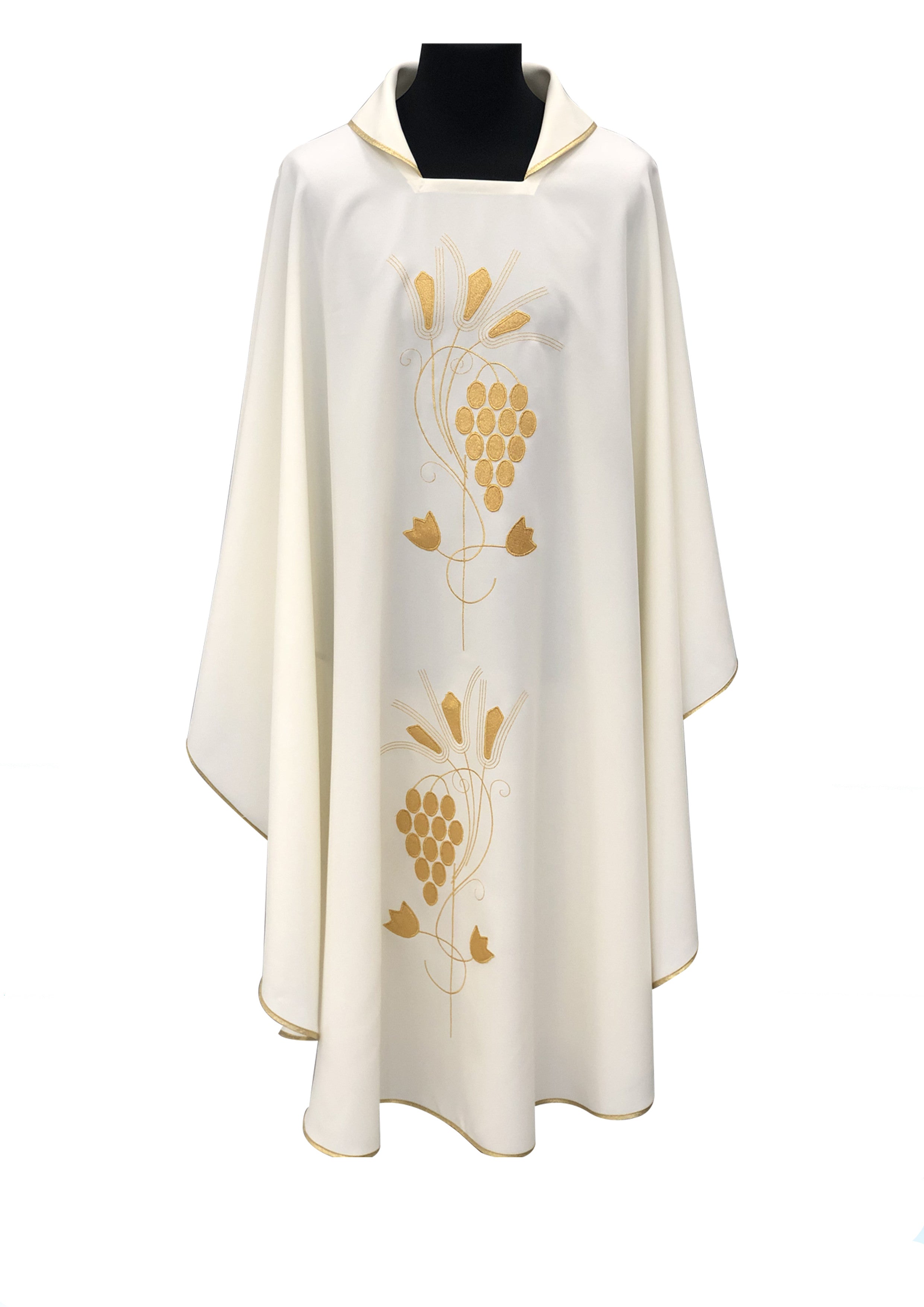 Casula Liturgica in Poliestere Design classico Ricamo uva dorata