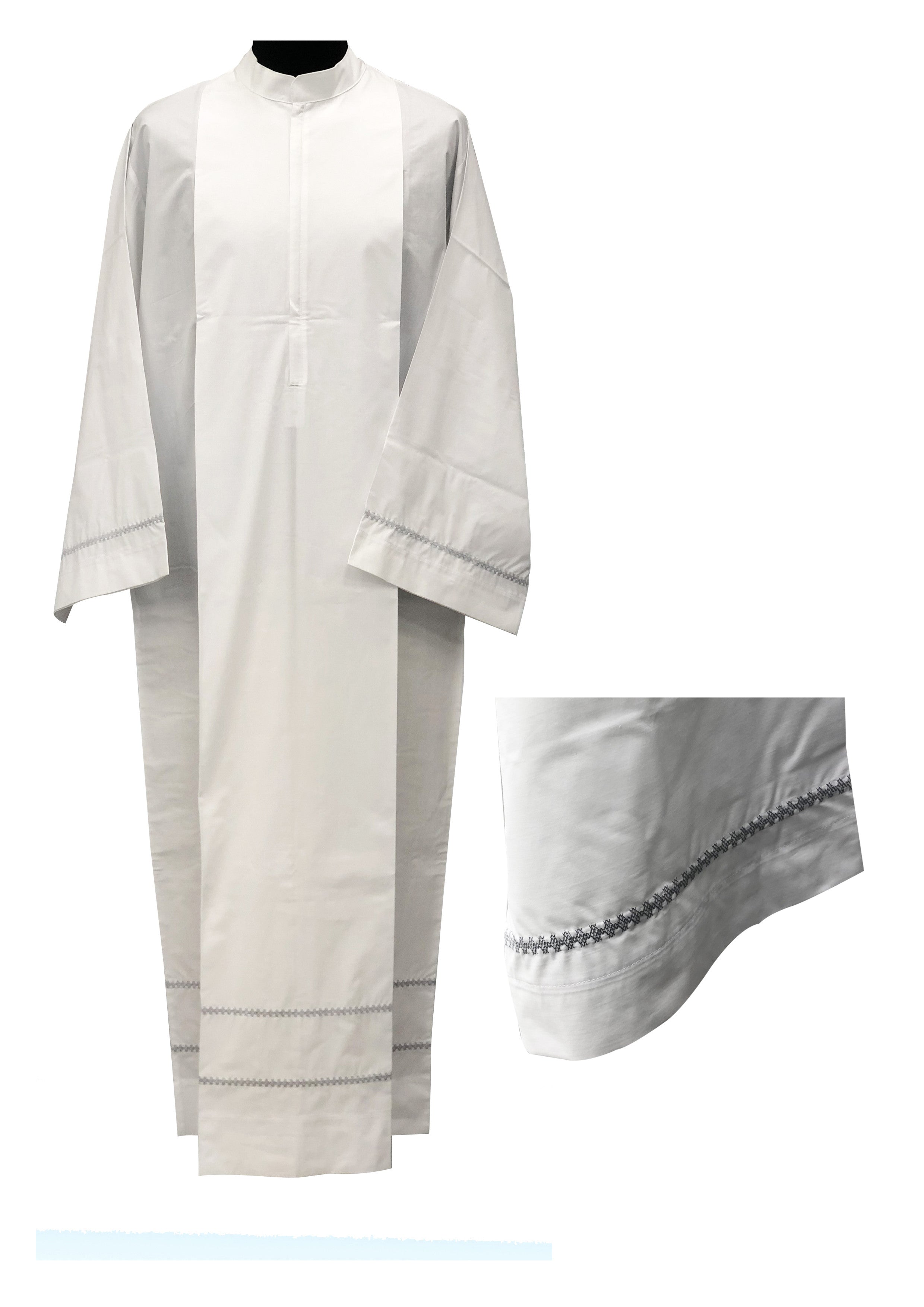 Camice per sacerdote ricamo punto croce grigio in Cotone o Lana