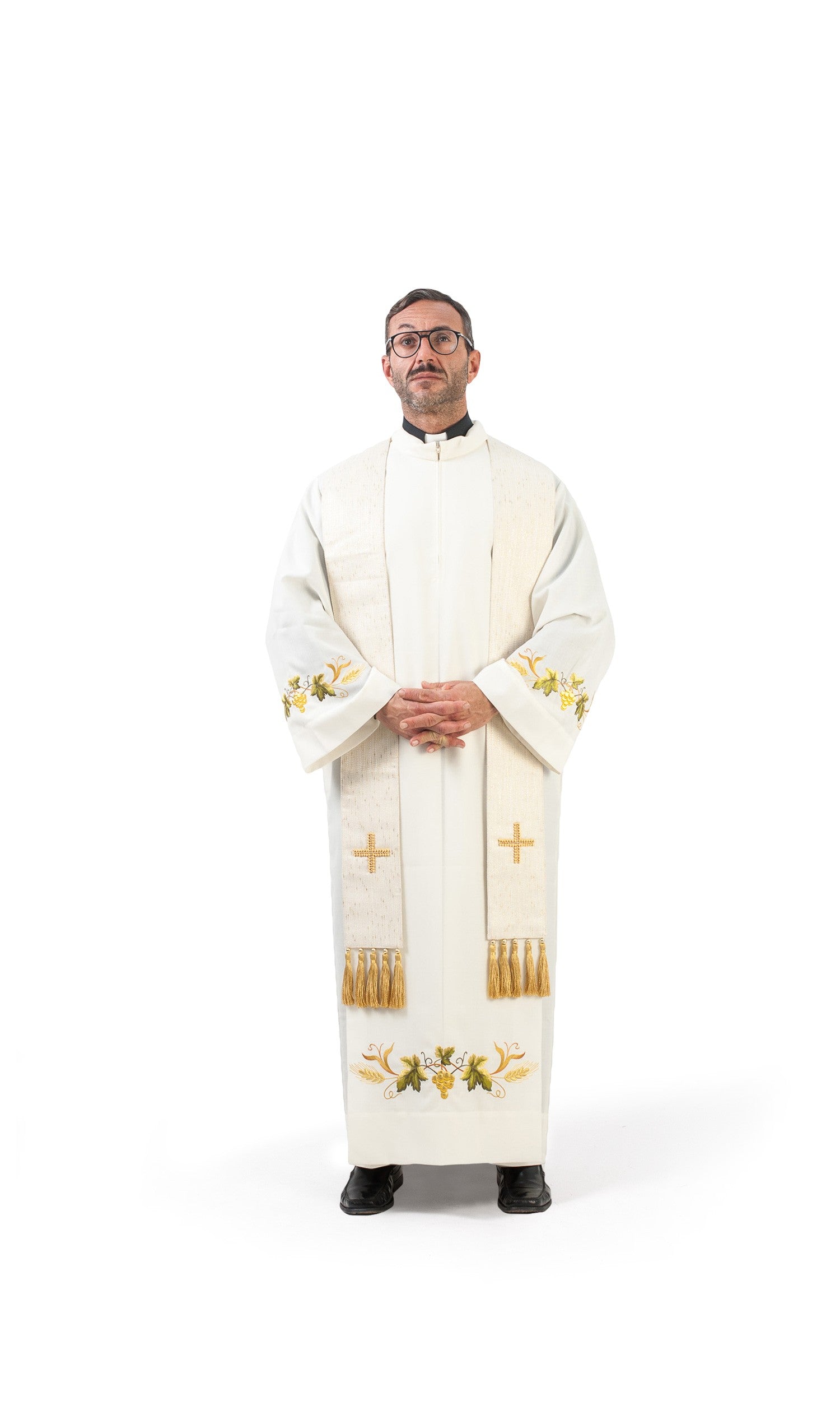 Stola per Sacerdote Lana/Seta con Croci Realizzate a Mano