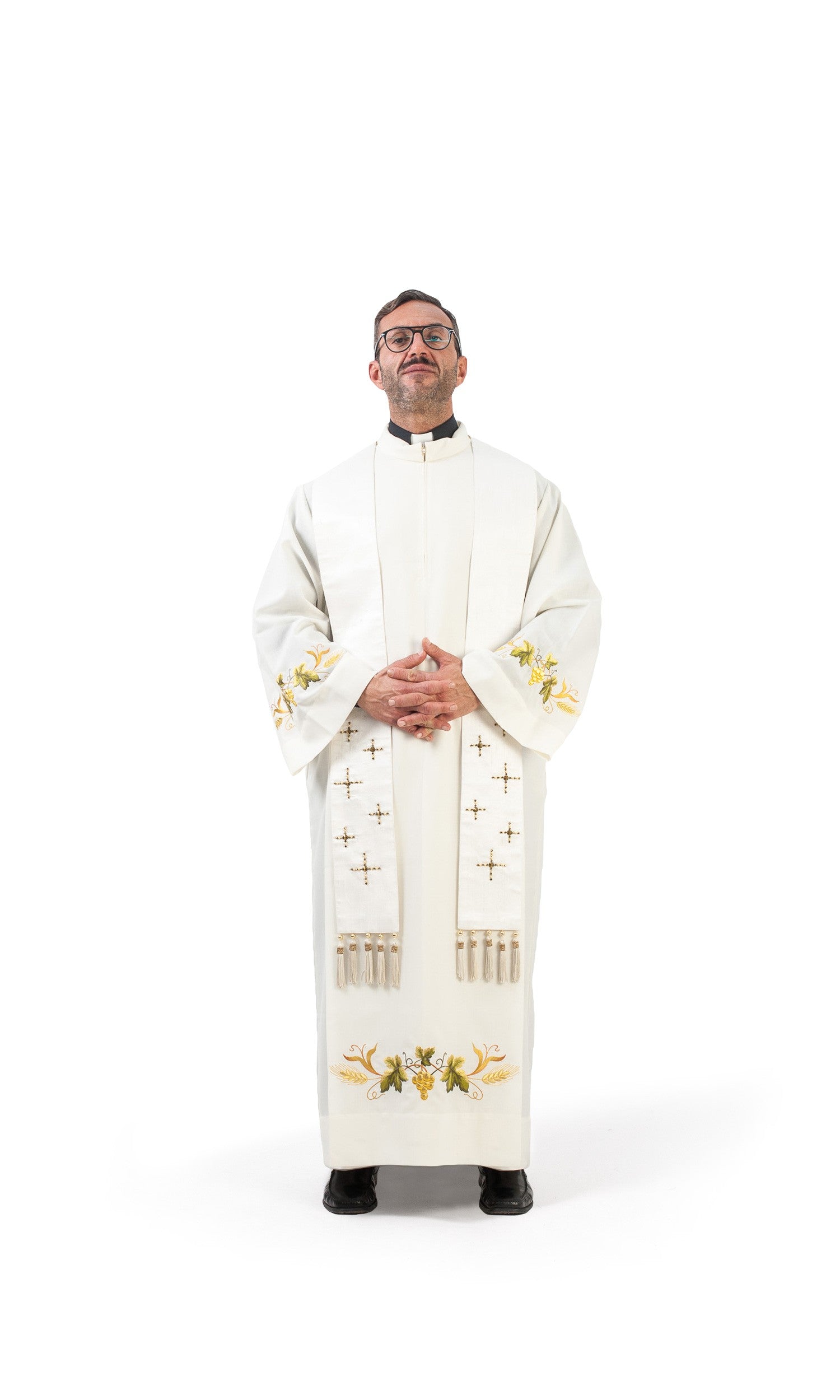 Stola per Sacerdote in Seta Bianca con Croci